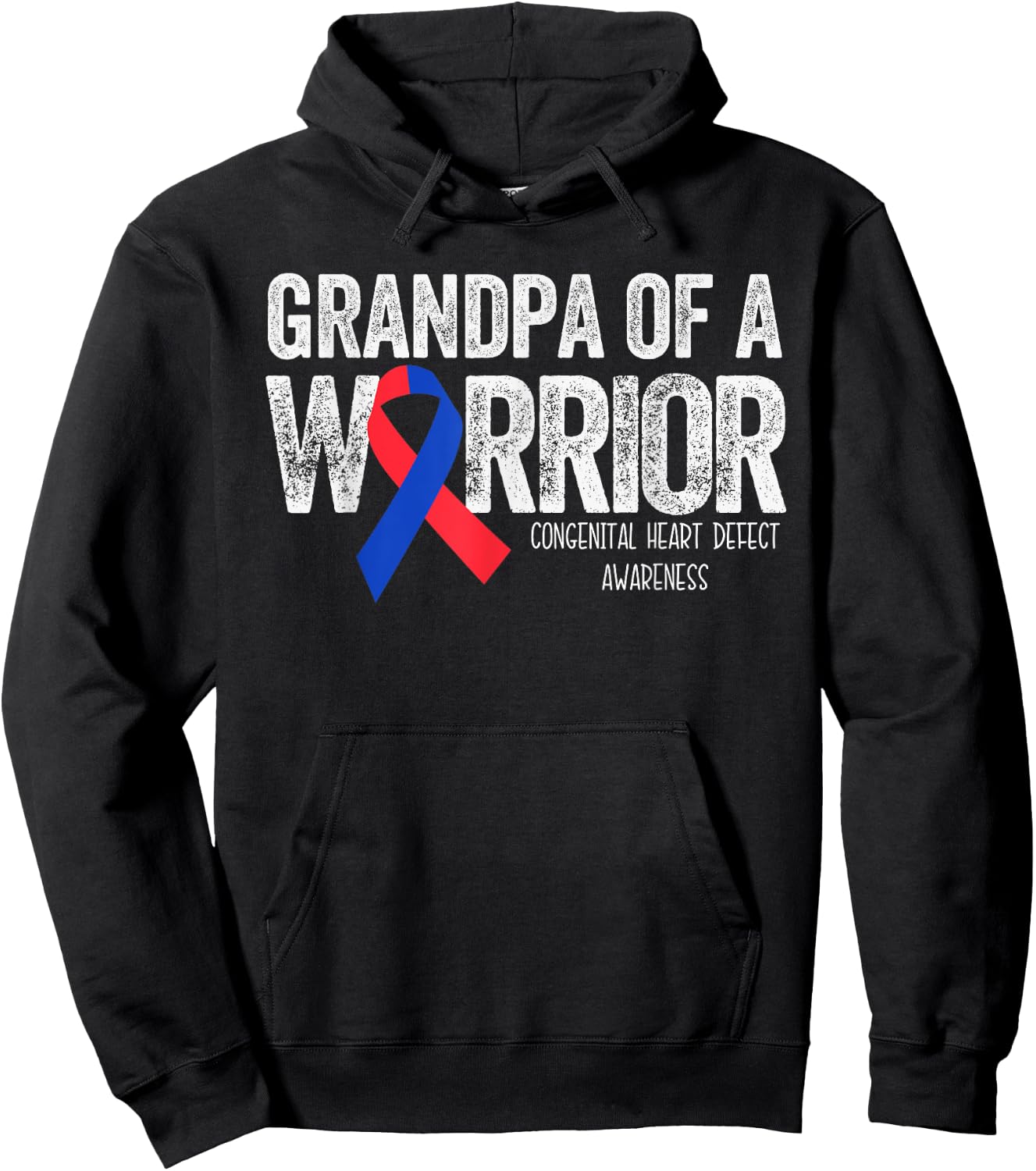 Grandpa of a Warrior T Shirt CHD Congenital Heart Defect Hoodie - Hoodie | Black