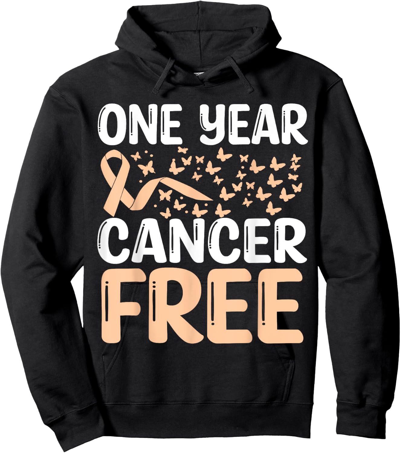 1 Year Uterine Cancer Free Uterine Cancer Survivor Awareness Hoodie - Hoodie | Black