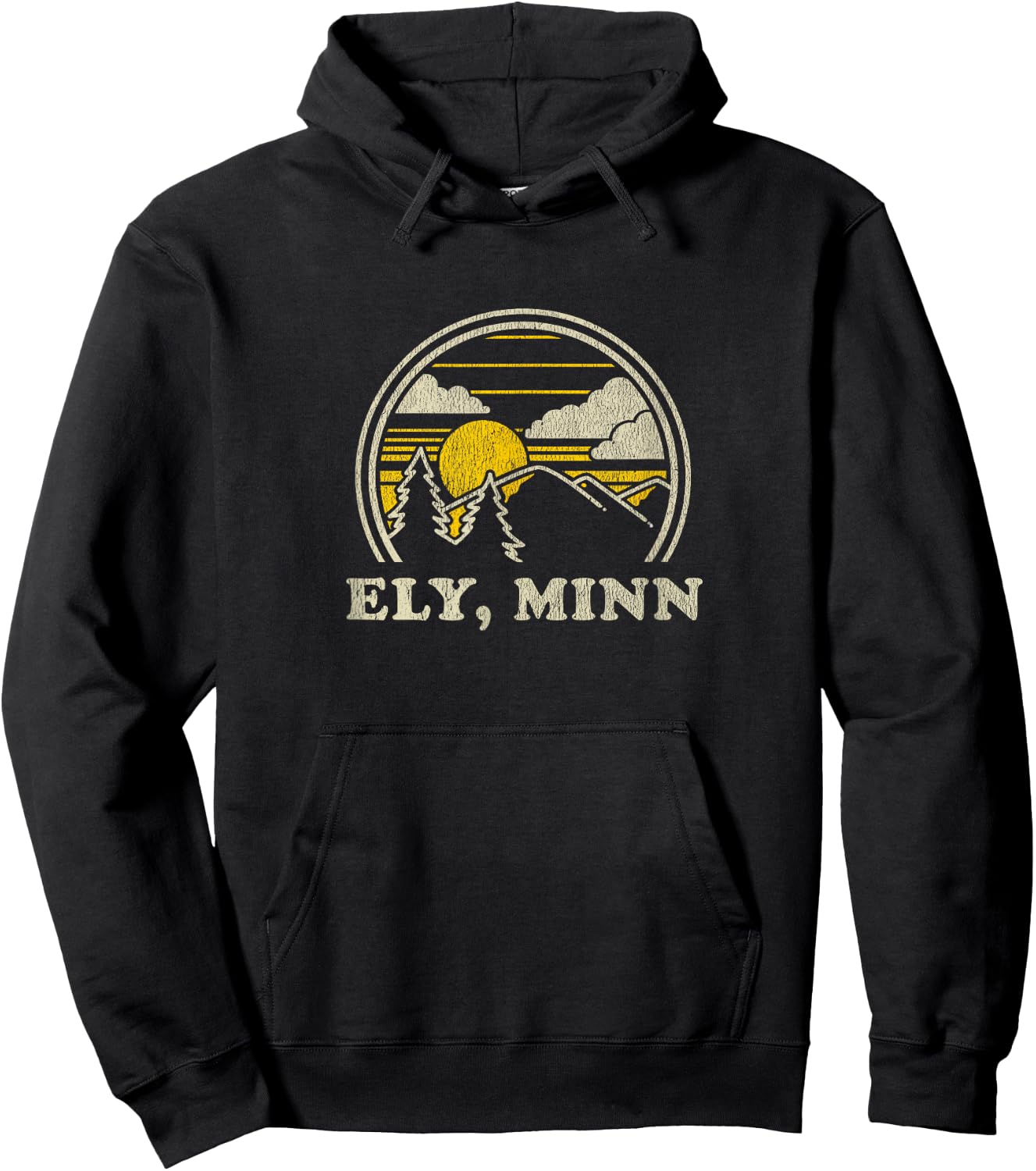 Ely Minnesota MN T Shirt Vintage Hiking Mountains Hoodie - Hoodie | Black