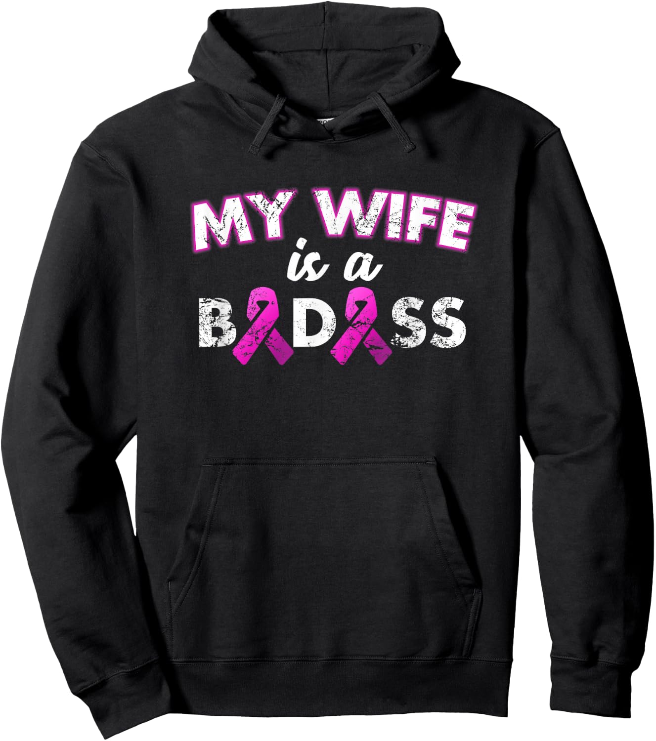 My Wife is a Badass Breast Cancer Awareness Hoodie - Hoodie | Black
