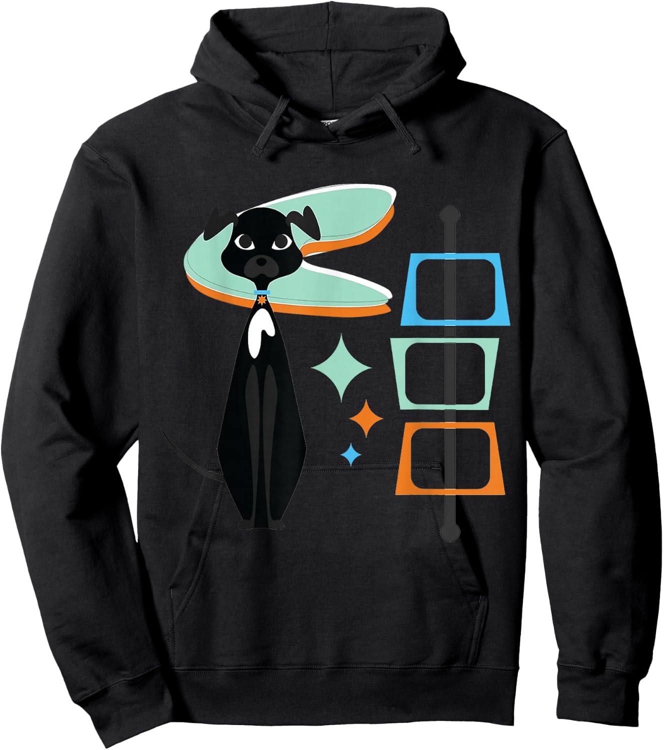 Retro Mid-Century Modern Dogs 50s 60s Style Hoodie - Hoodie | Black