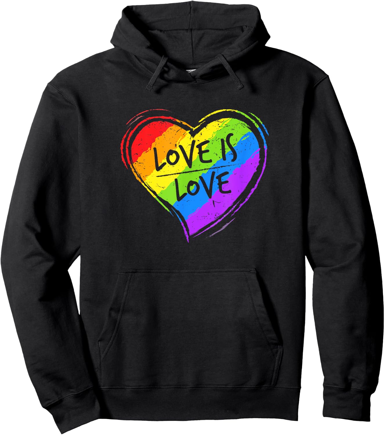 Love Rainbow Heart Funny Quote Hoodie - Hoodie | Black