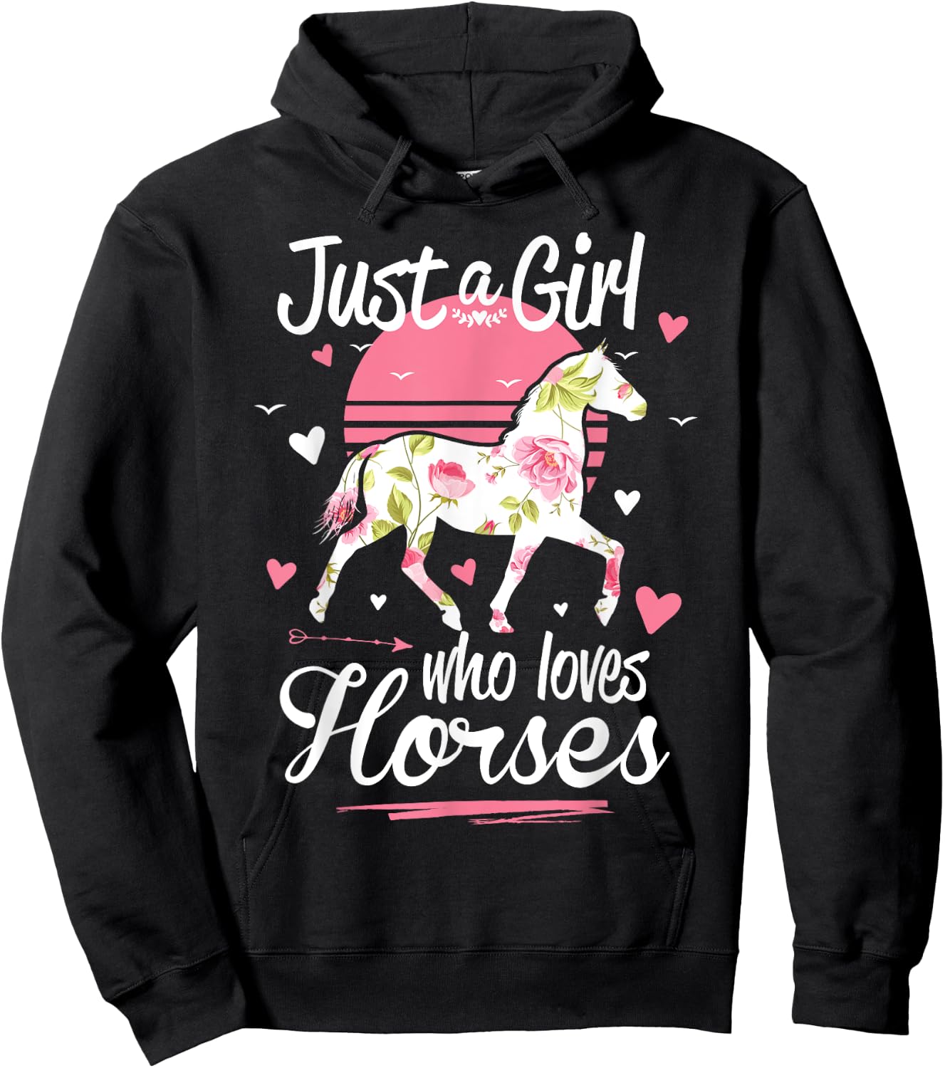 Just A Girl Who Loves Horses Shirt Vintage Hoodie - Hoodie | Black