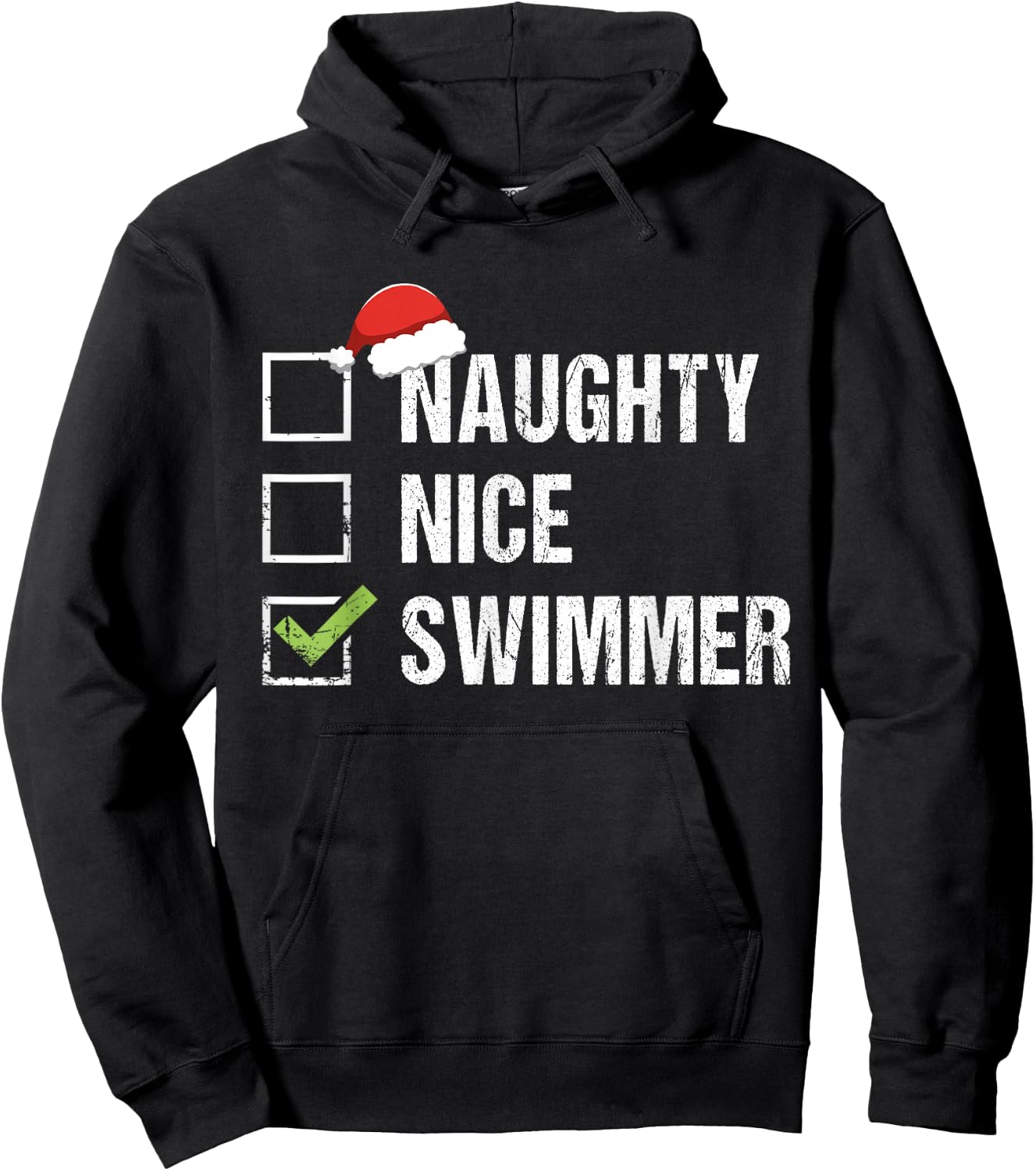 Naughty Nice Swimmer Shirt Swim Santa Hat Christmas Gift Hoodie - Hoodie | Black