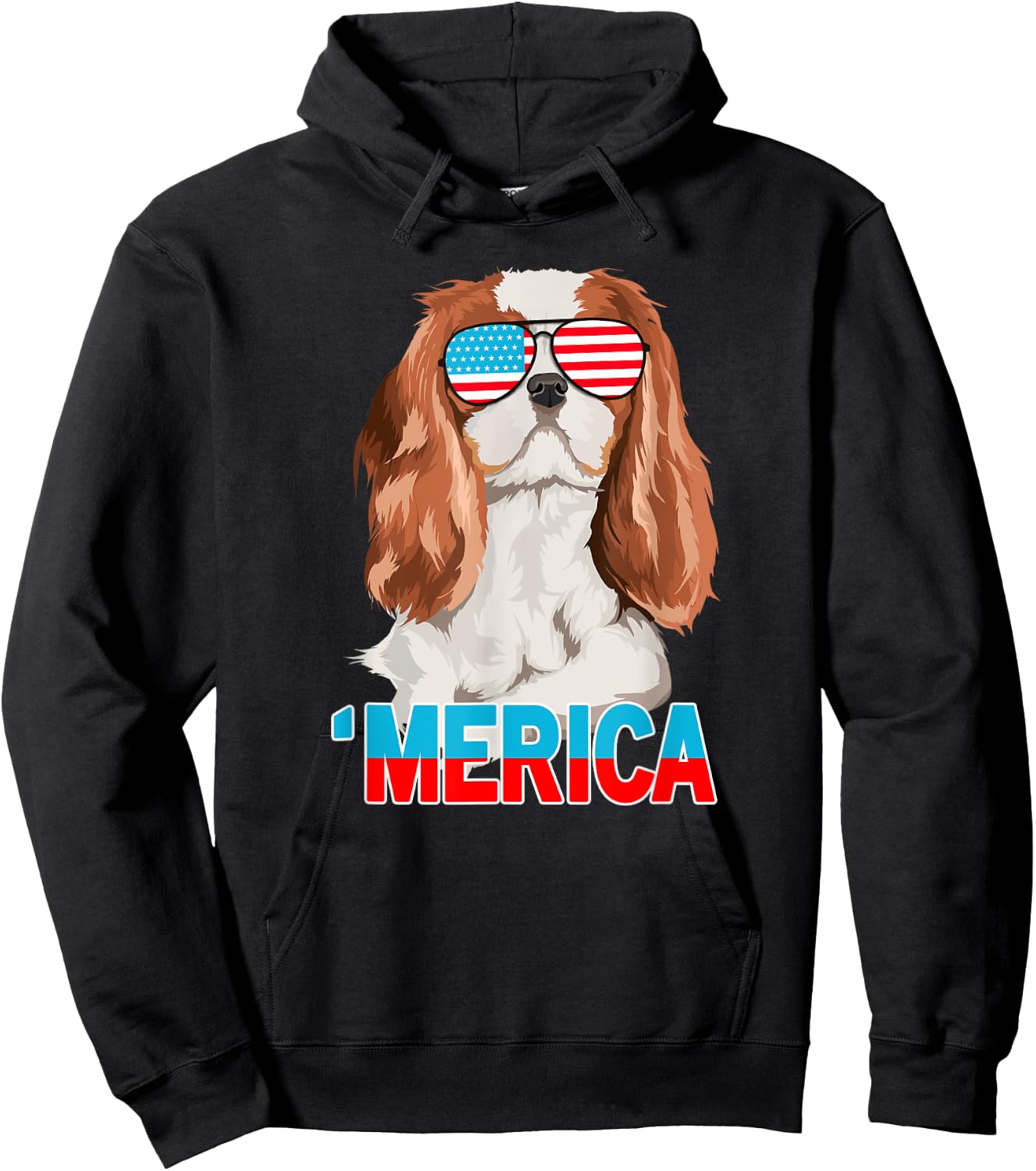 Merica Cavalier King Charles Spaniel USA 4th Of July Hoodie - Hoodie | Black