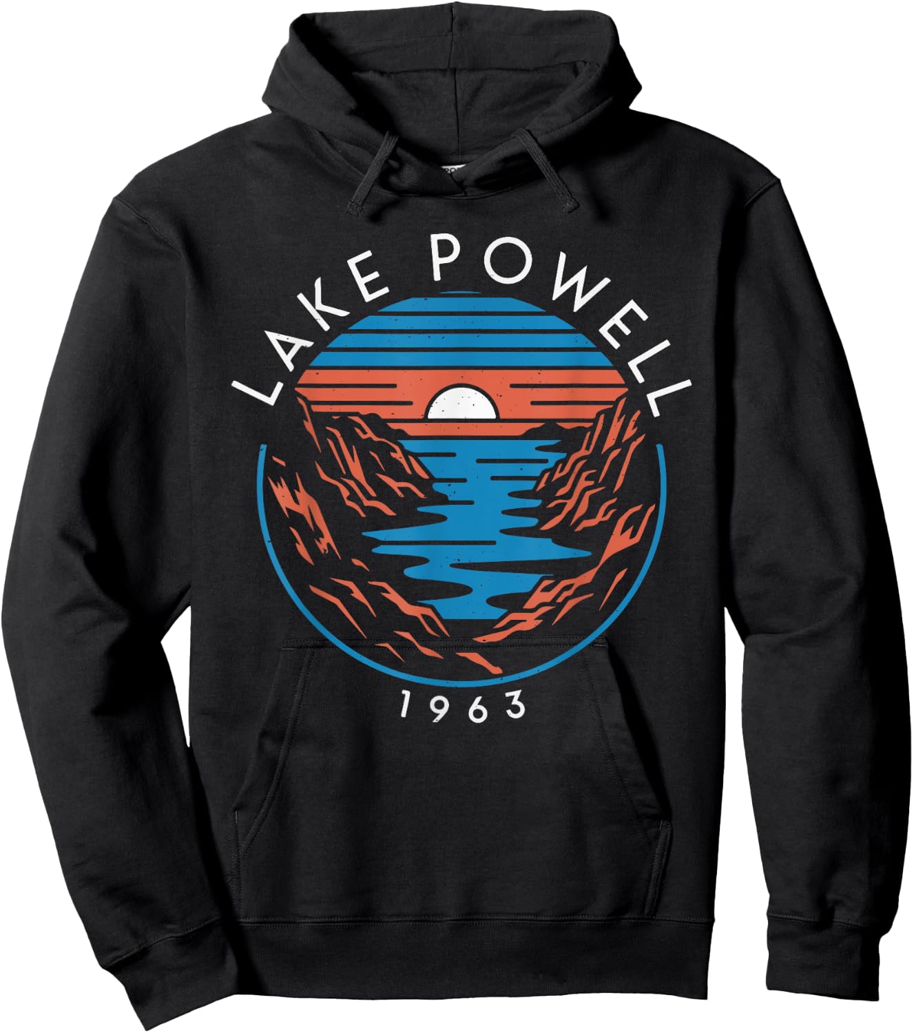 Lake Powell 1963 Retro Sunset Scenic Adventure Hoodie - Hoodie | Black