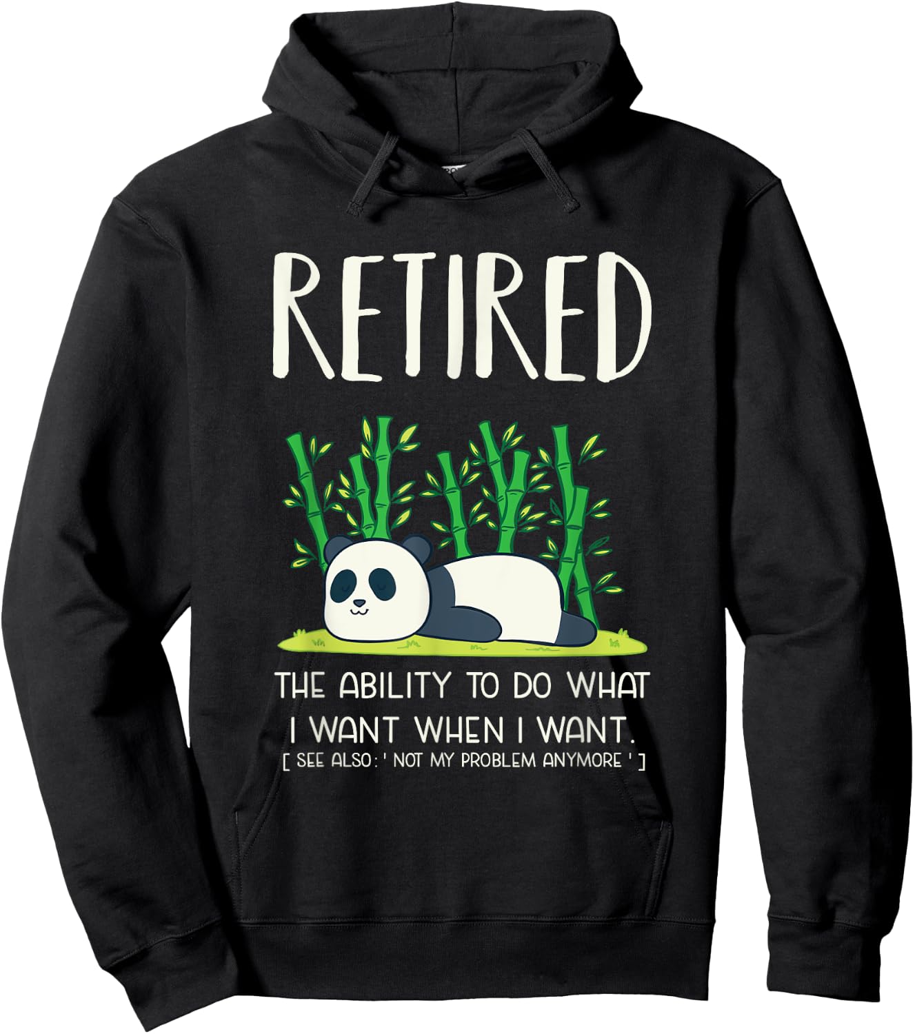 Retired Definitin Lazy Panda T Shirt Retirement Gag Shirt Hoodie - Hoodie | Black