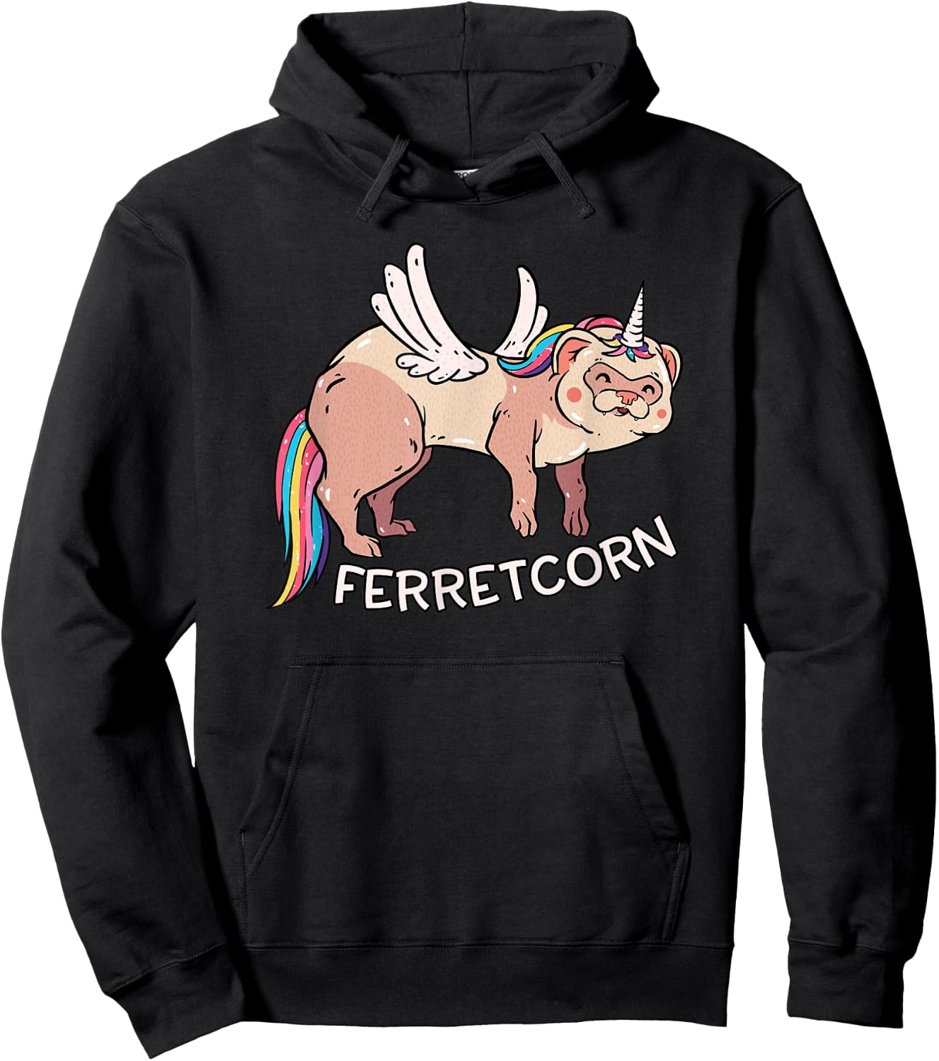 Ferretcorn Ferret Unicorn - Cute Flying Magical Rainbow Pet Hoodie - Hoodie | Black