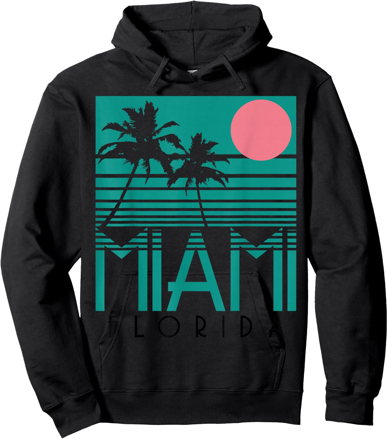 Miami Florida Vintage Retro Palm Trees Beach Summer Surf Hoodie - Hoodie | Black