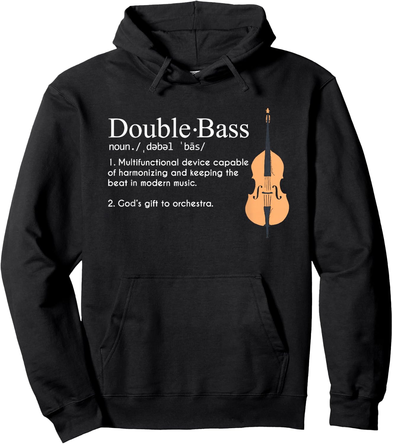 Funny Musician For Upright Bass Players Gift Double Bass Definition Upright Bass Instrument Hoodie - Hoodie | Black
