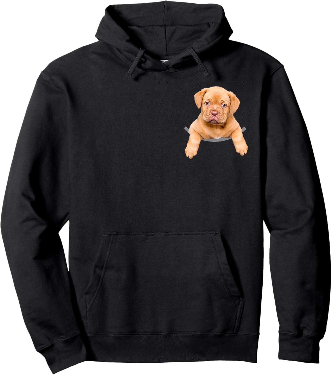 Dogue De Bordeaux in Pocket French Mastiff Dog Puppy Gifts Men Women Girls Kids Hoodie - Hoodie | Black