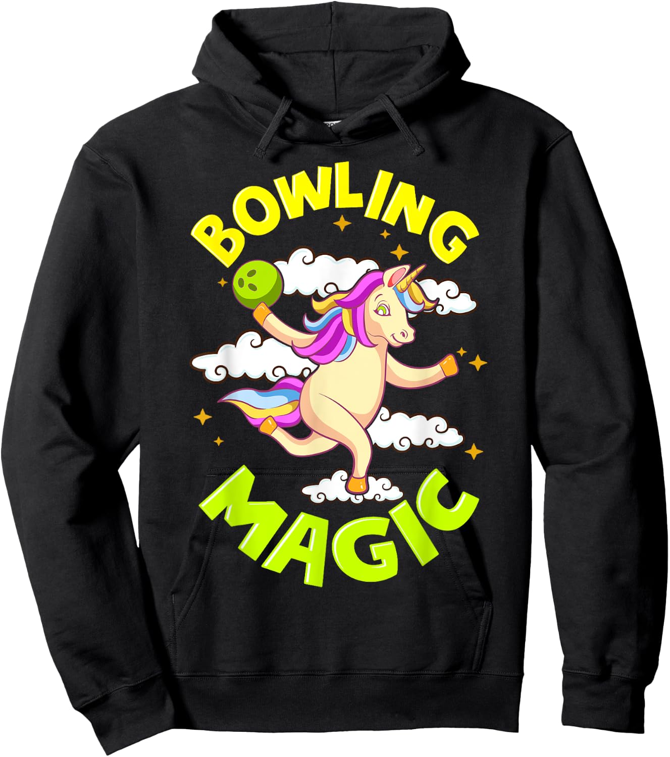 Funny Bowling Unicorn Design Gift Bowling Magic Outfit Hoodie - Hoodie | Black