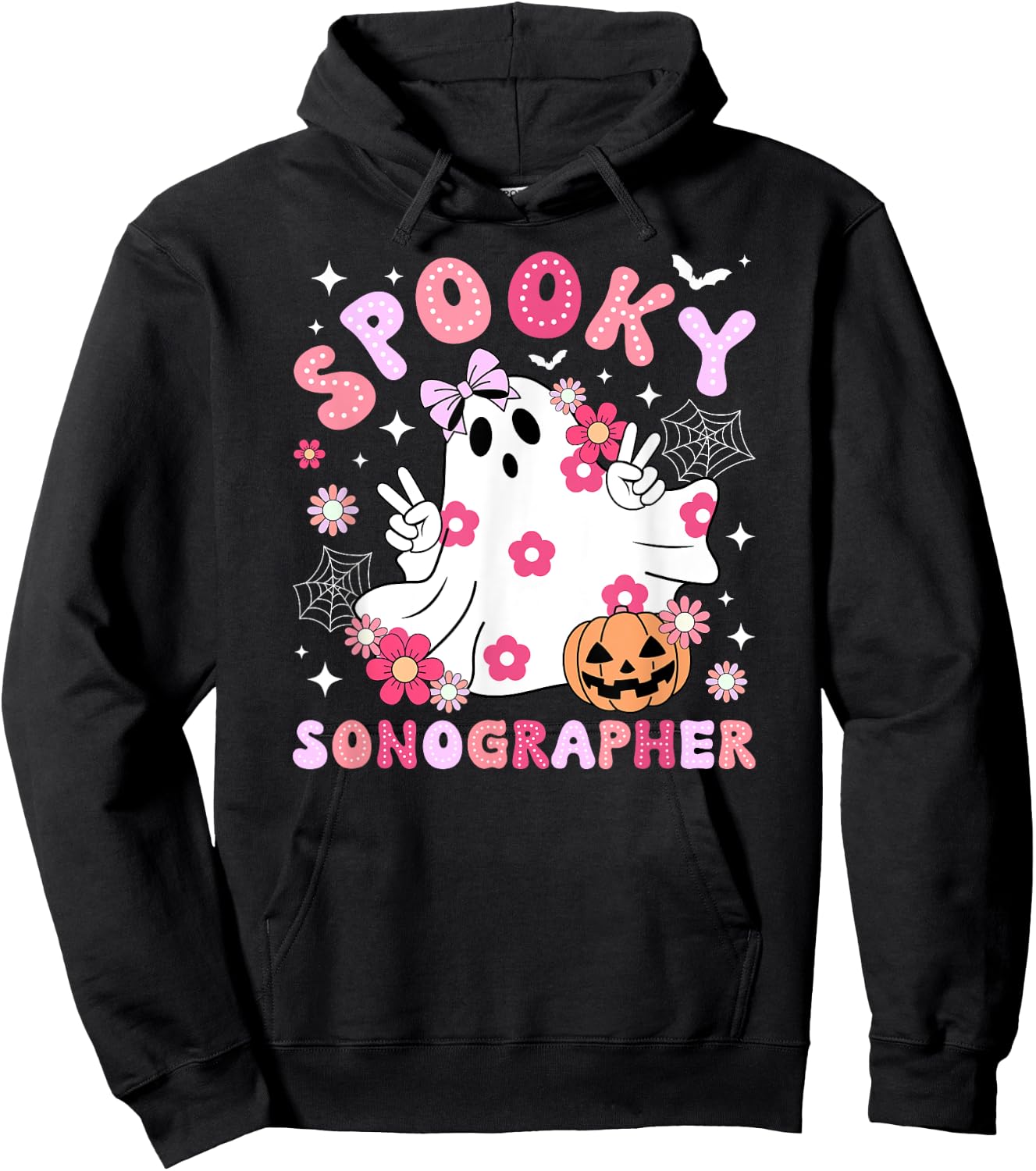 Spooky Sonographer Halloween Sonography Groovy Hoodie - Hoodie | Black