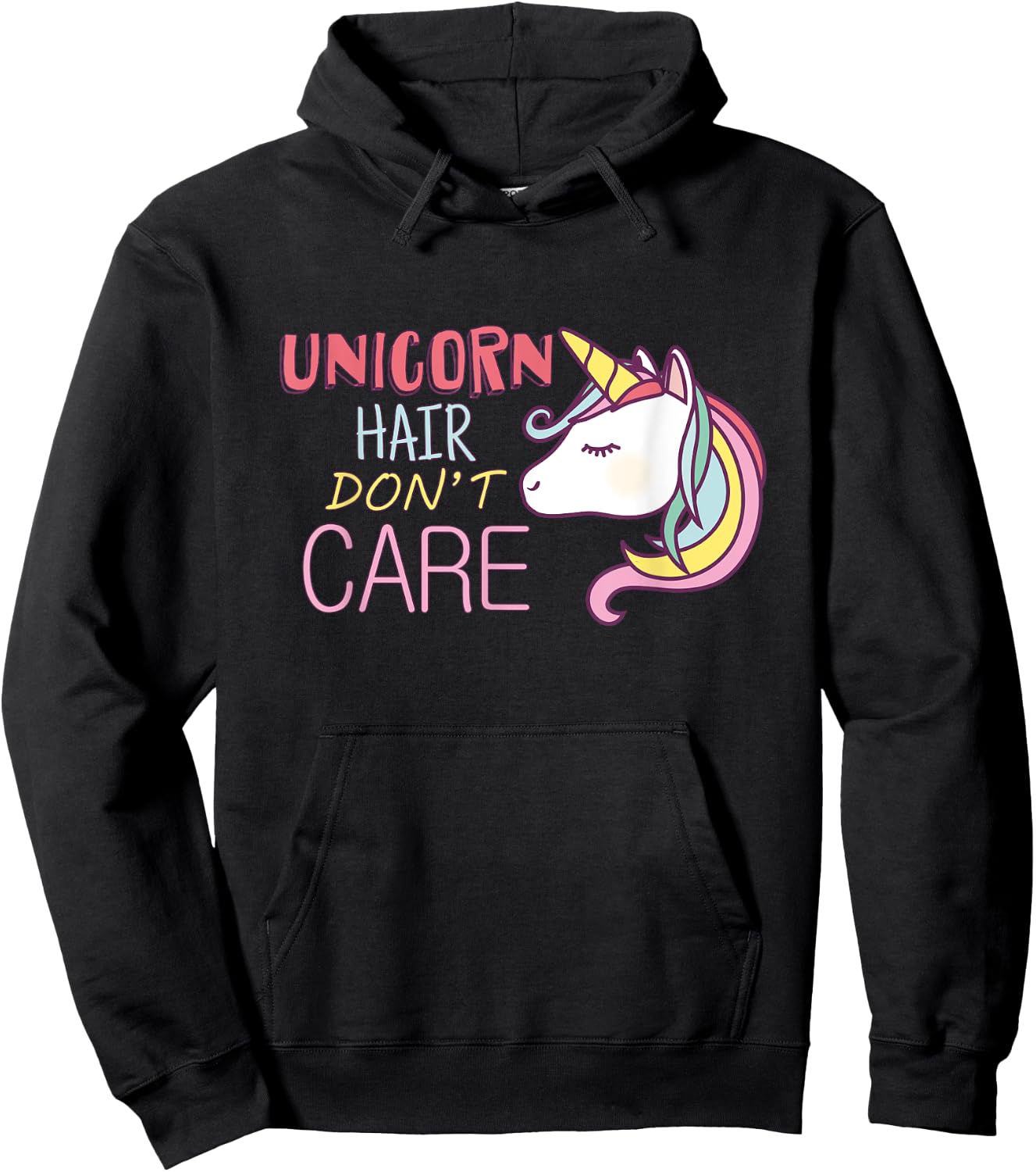 Unicorn Hair Don't Care Cool Unicorn Hoodie - Hoodie | Black