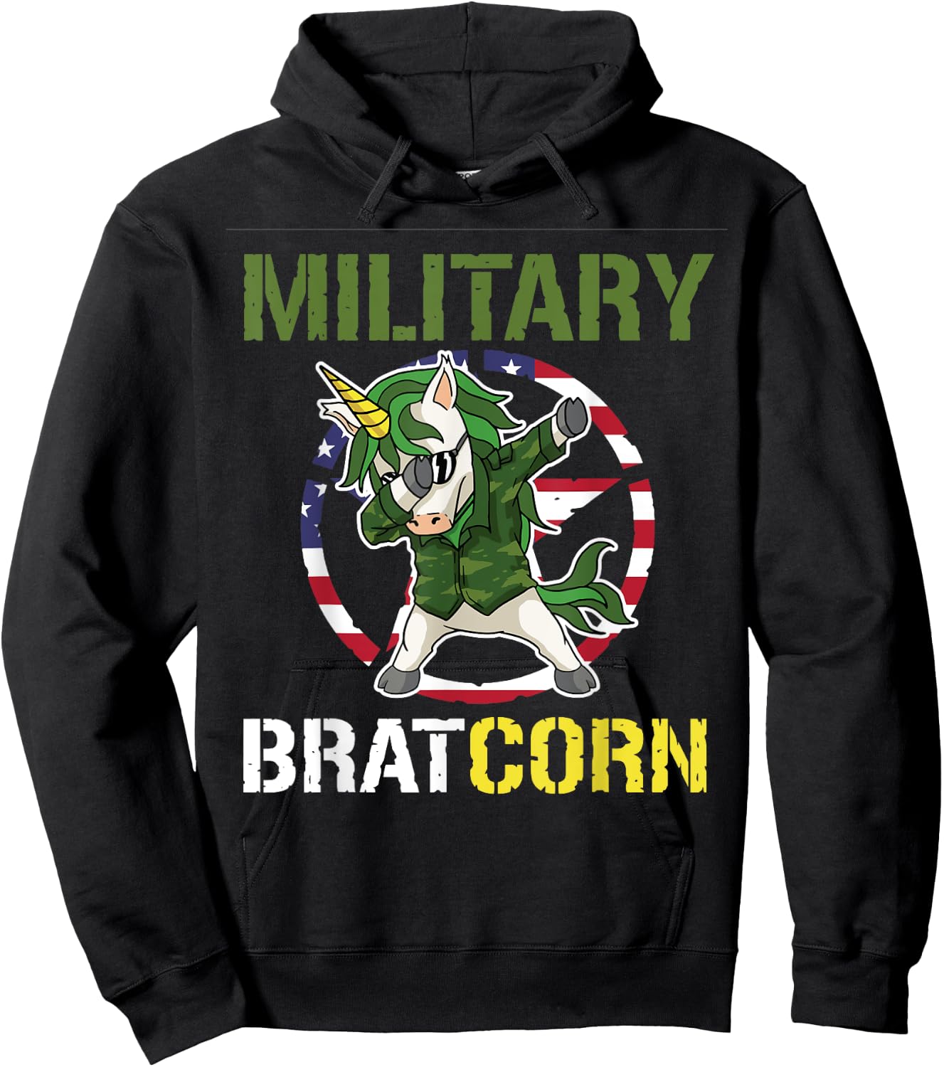 Purple Up Dabbing Bratcorn Unicorn Military Child Month Girl Hoodie - Hoodie | Black
