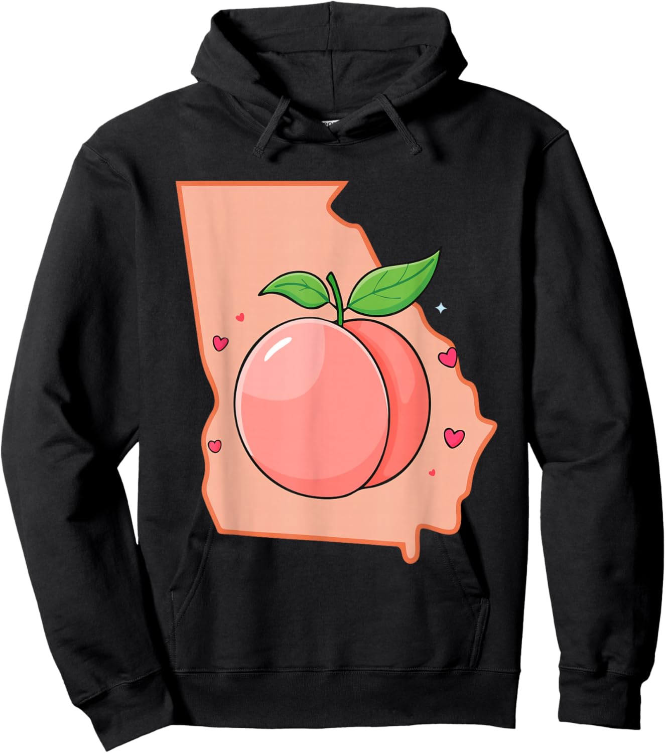 Georgia Map Georgia Peach State Fruit Hoodie - Hoodie | Black