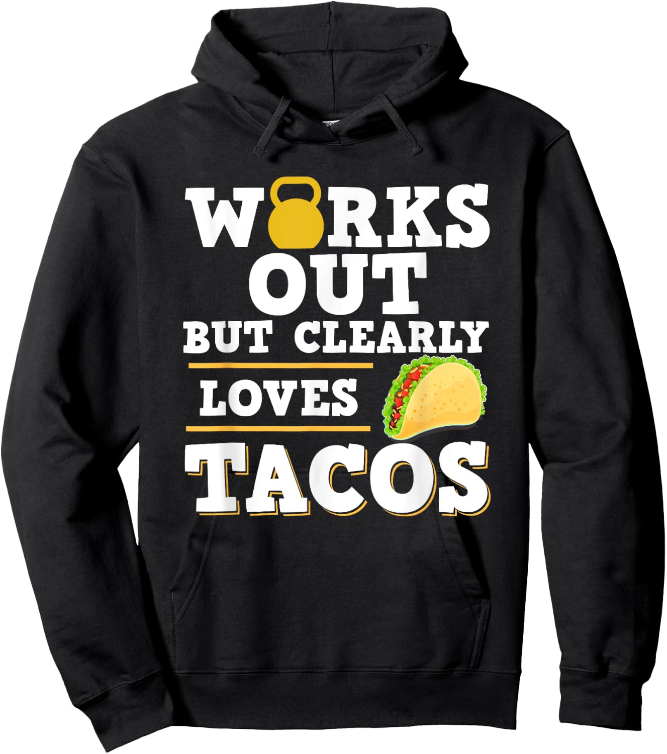 Works Out But Clearly Loves Tacos - Taco Fitness Funny Gift Hoodie - Hoodie | Black