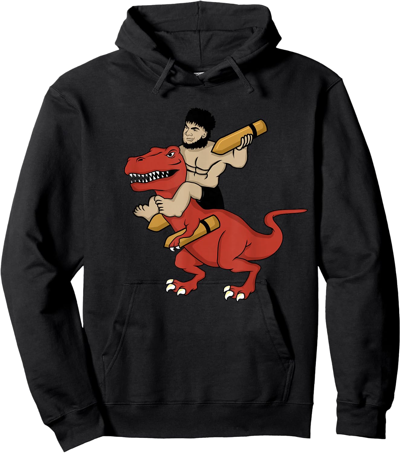 Vintage WW2 327th Bomb Squadron Gorilla Man Riding A T-Rex Hoodie - Hoodie | Black