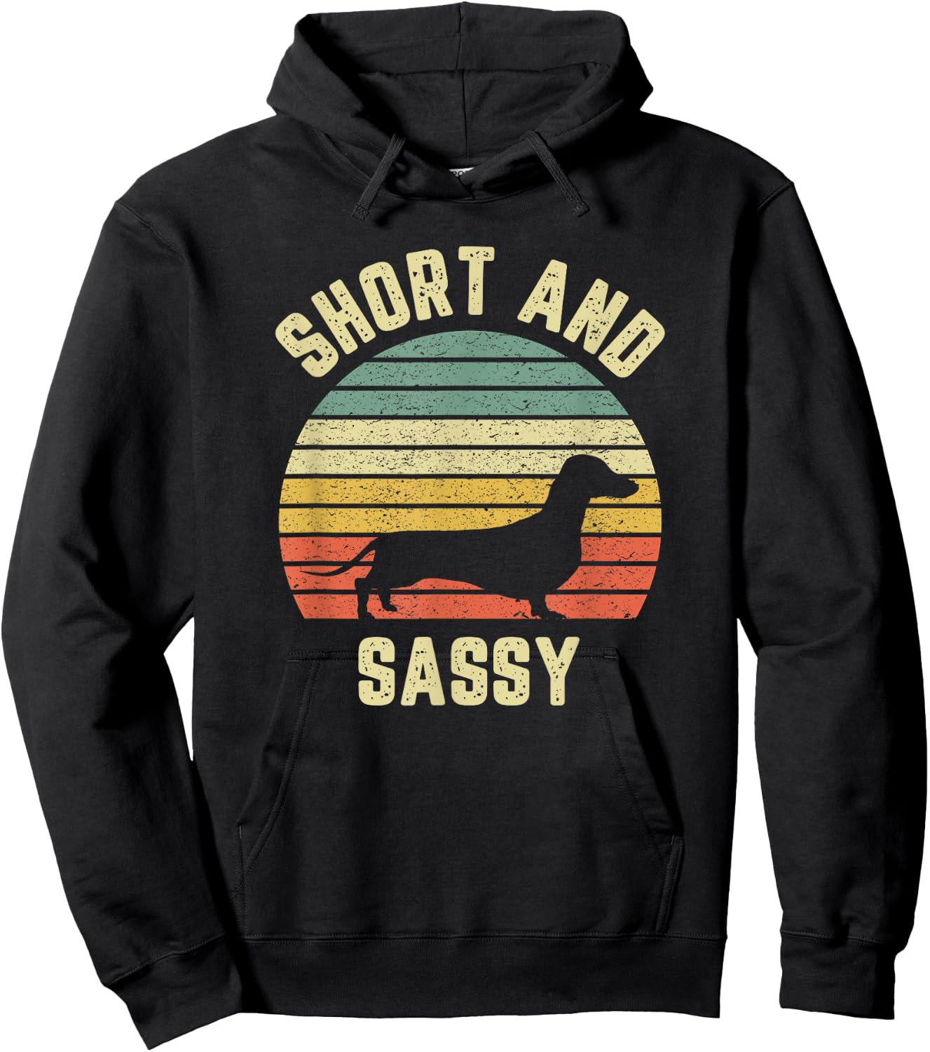 Vintage Dachshund Funny Weiner Dog Short Sassy Women Girls Kids Hoodie - Hoodie | Black