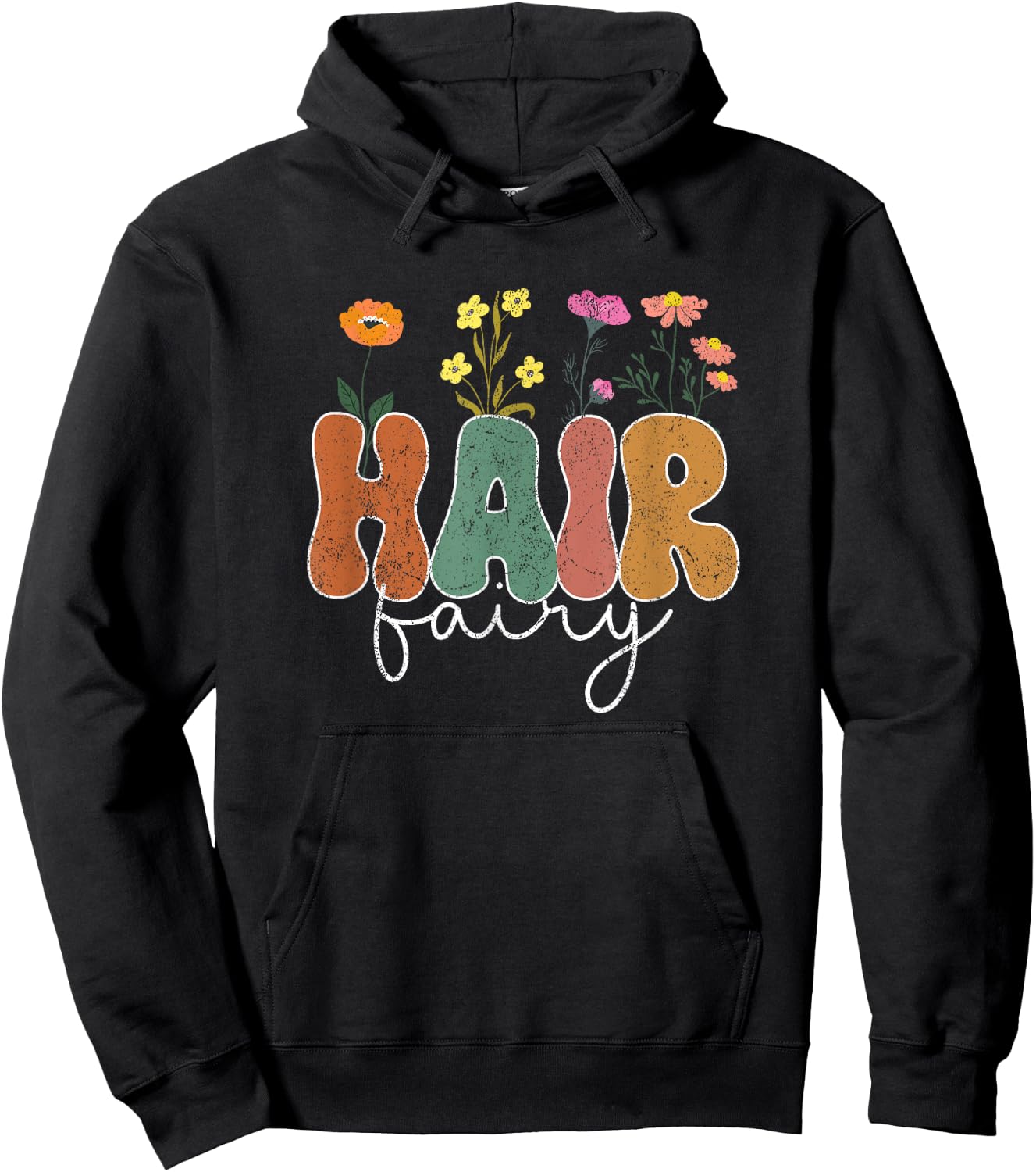 Vintage Hair Fairy Wildflowers Hair Stylist Hairdresser Hoodie - Hoodie | Black
