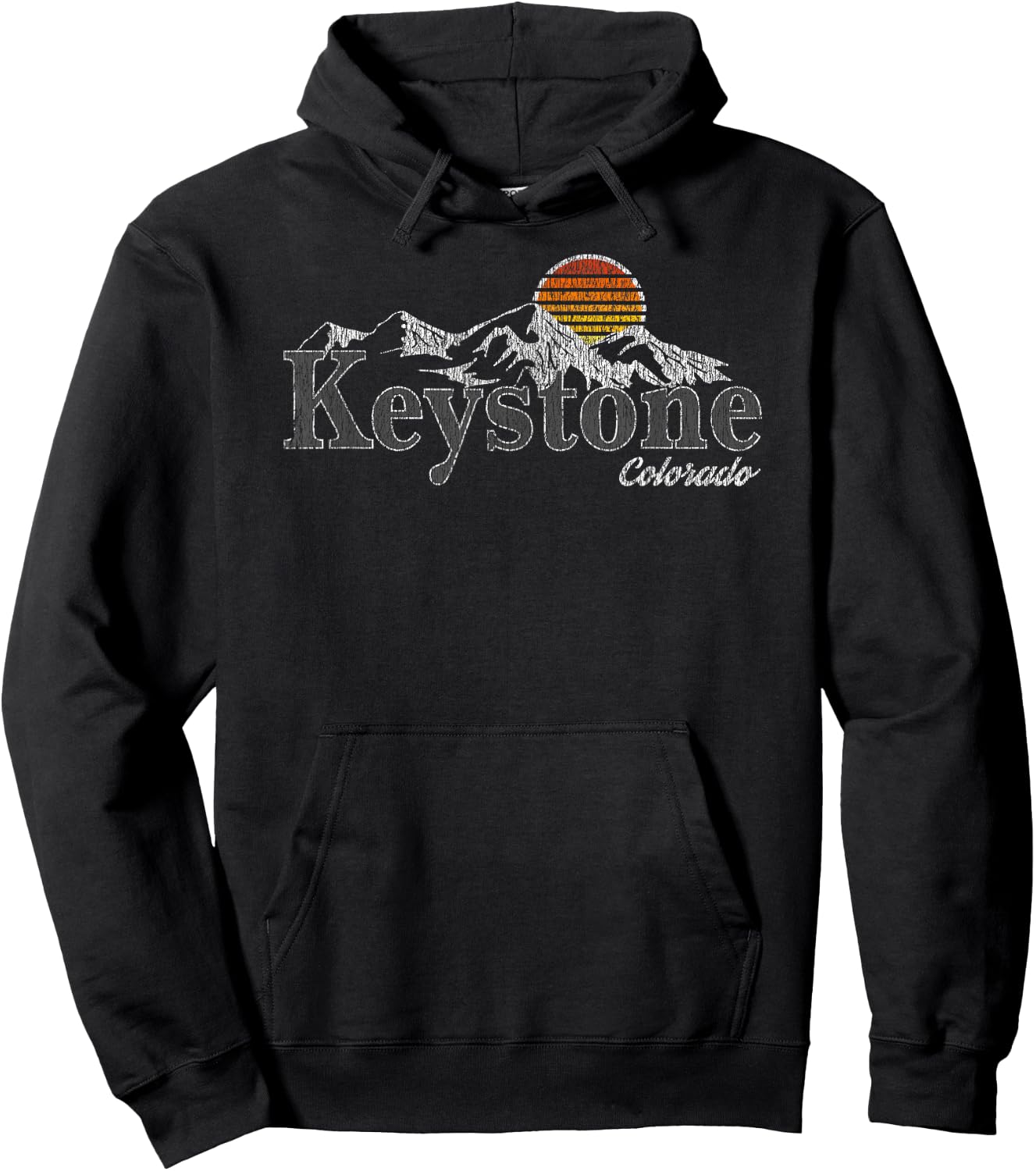 Retro Keystone Colorado Mountain Hoodie - Hoodie | Black
