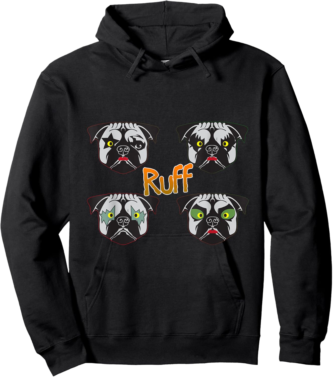Ruff Rocking Dog Puppies Kiss Pet Pug Parody Hoodie - Hoodie | Black