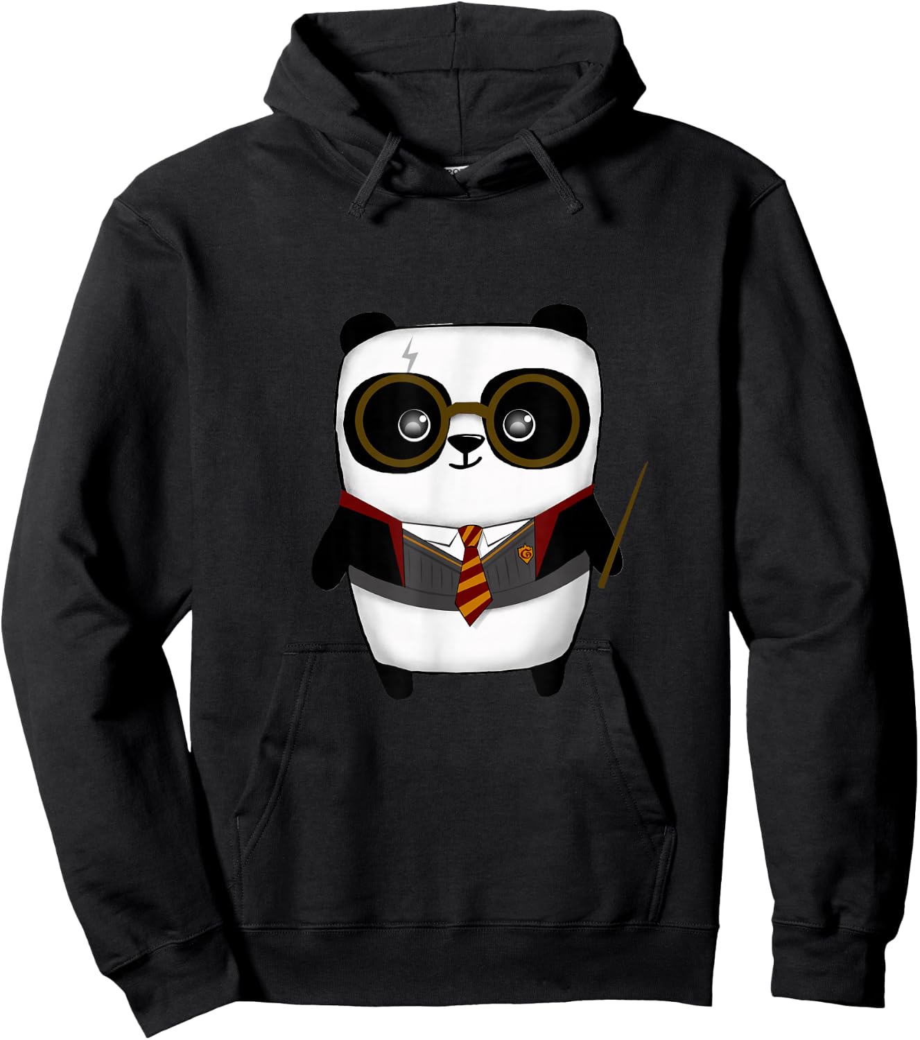 Panda Wizard Magic Wand School Boy Girl Funny Hoodie - Hoodie | Black