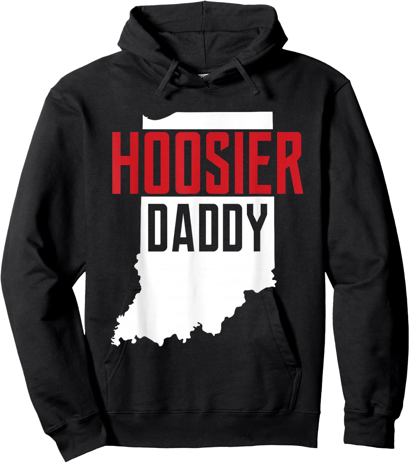 Hoosier Daddy Indiana State Map Gift Hoodie - Hoodie | Black