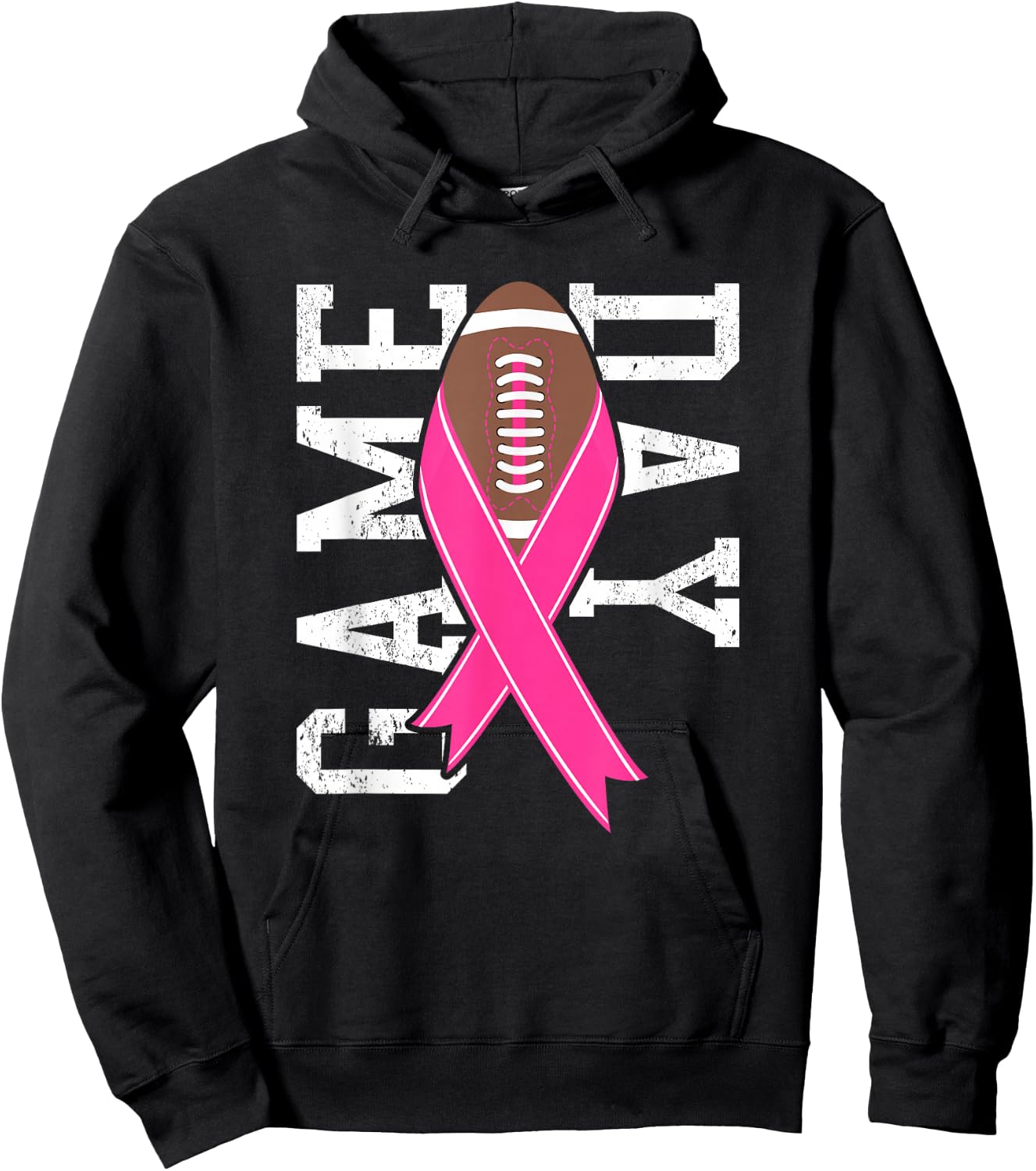 GameDay Breast Cancer Awareness Pink Football Ribbon Hoodie - Hoodie | Black
