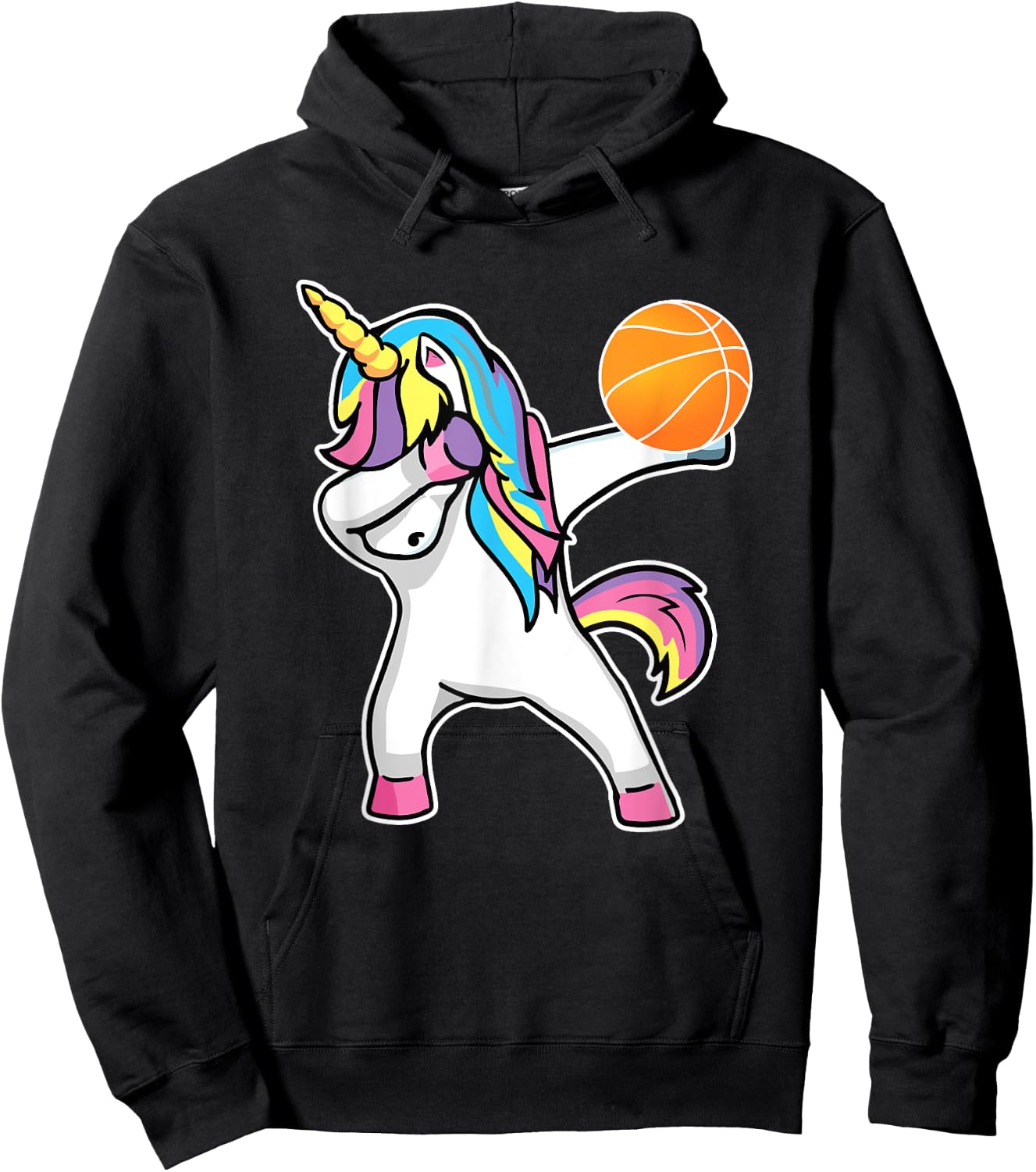 Girls Unicorn Dabbing Basketball Player Shirt Funny Bballer Hoodie - Hoodie | Black