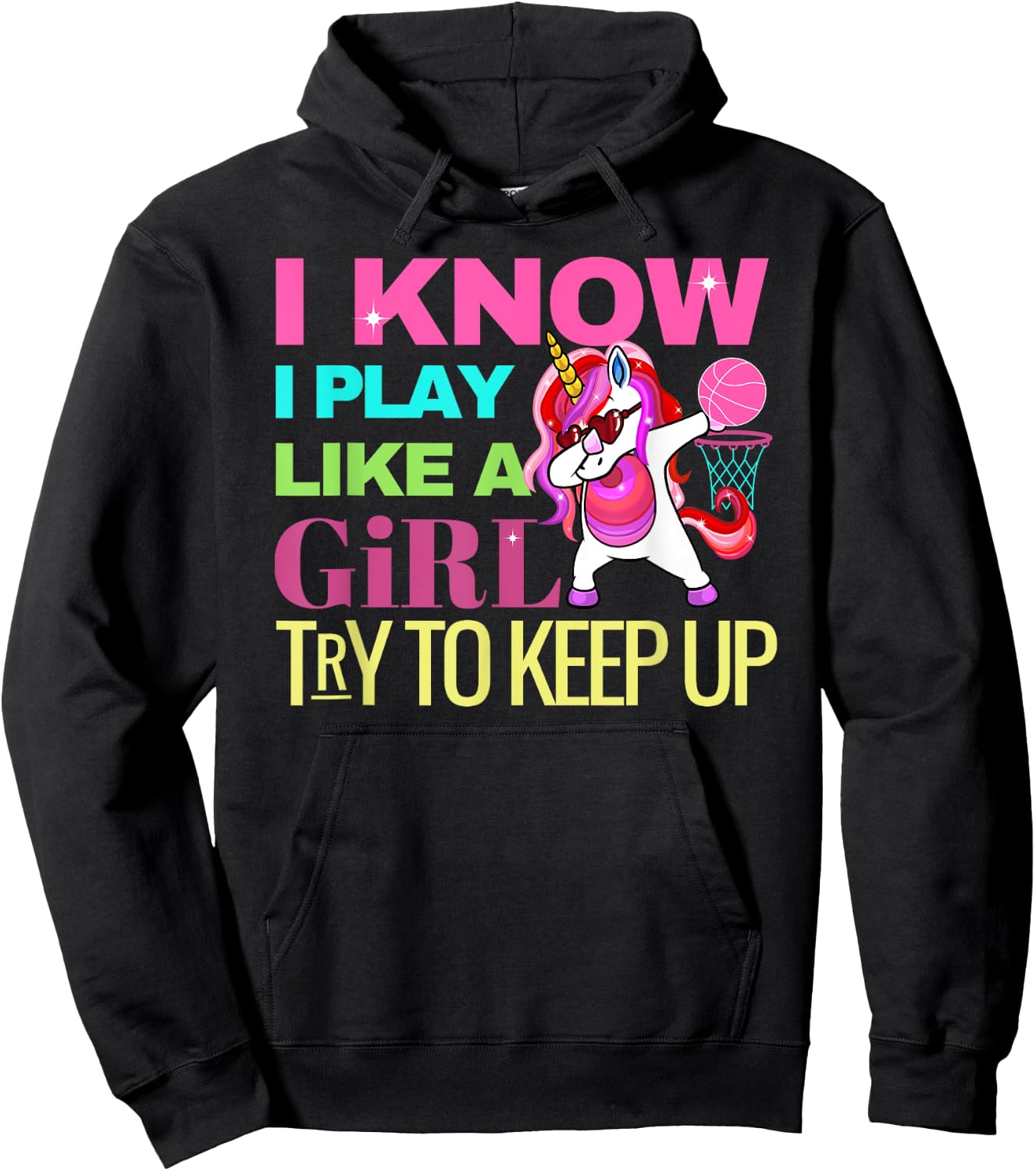 Envy Design Girls Basketball 's Dabbing Unicorn Gift Girls Hoodie - Hoodie | Black