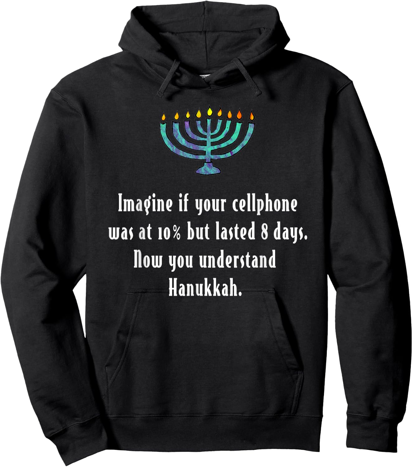 Funny Sarcastic Hanukkah Chanukah Cellphone Quote Gift Hoodie - Hoodie | Black