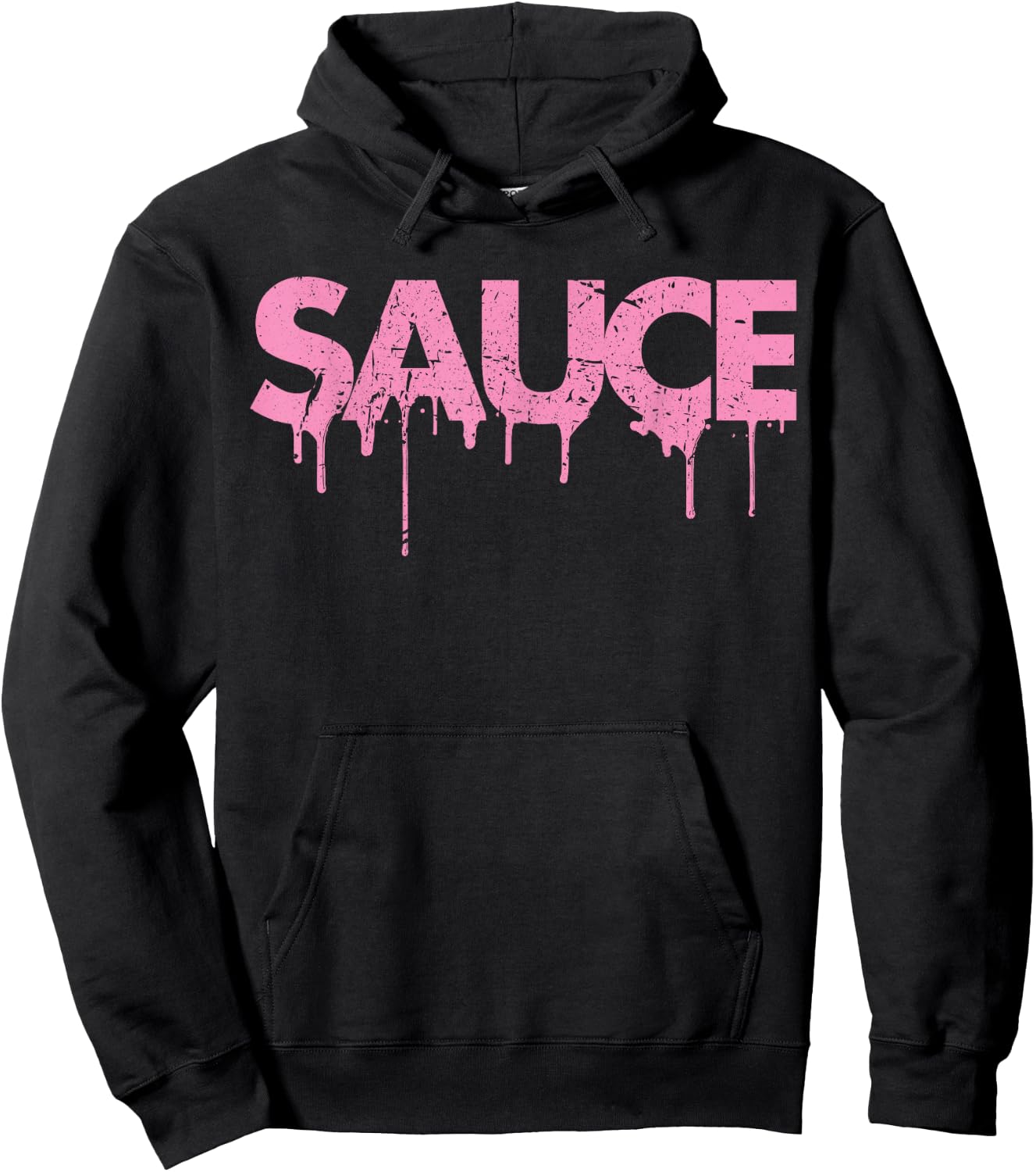 Sauce Melting Trending Dripping Messy Saucy Pink Letters Hoodie - Hoodie | Black