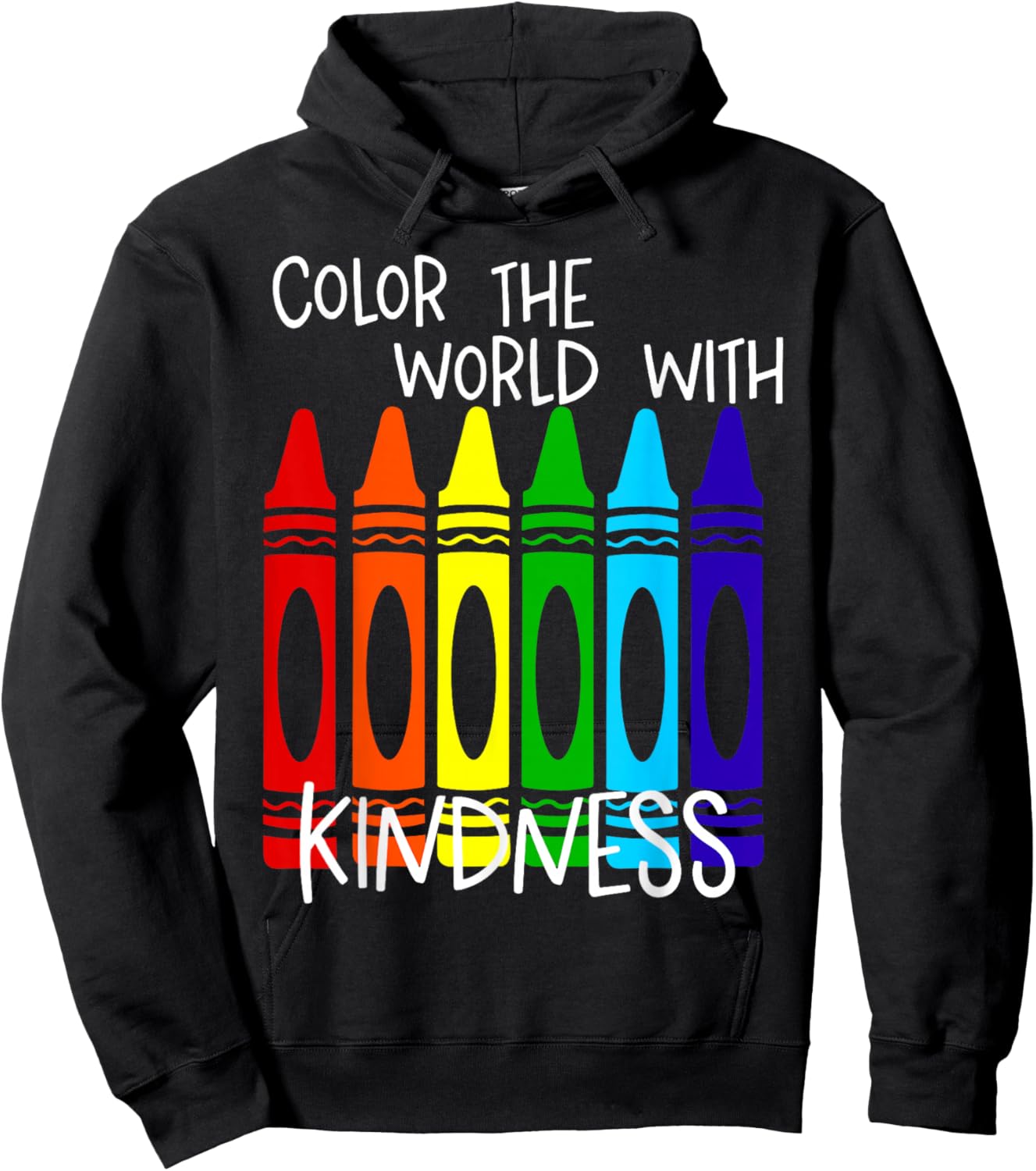 Color The World with Kindness - Crayon Color Hoodie - Hoodie | Black