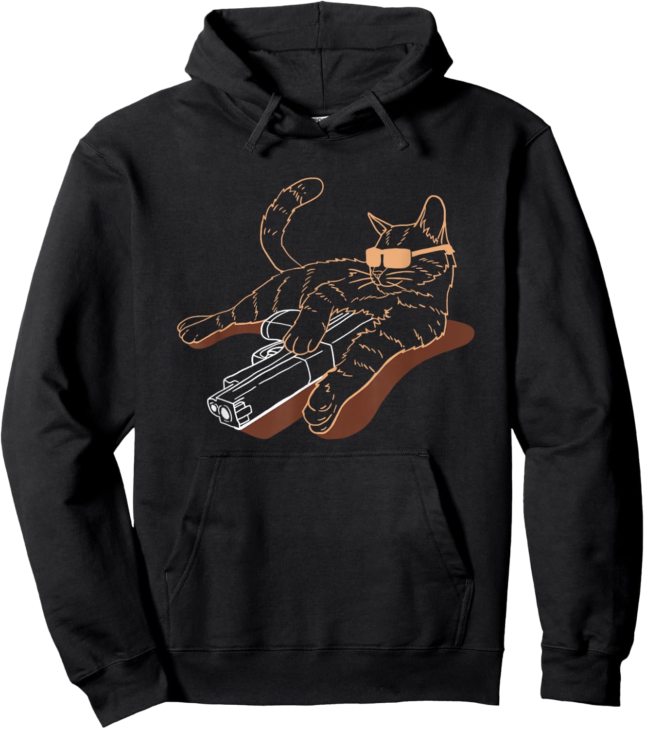 FRESAN - Gun Cat Lover Cool Kitten Weapon - Cat Gun Themed - -Adults - Black - Short Sleeve - Small Hoodie - Hoodie | Black