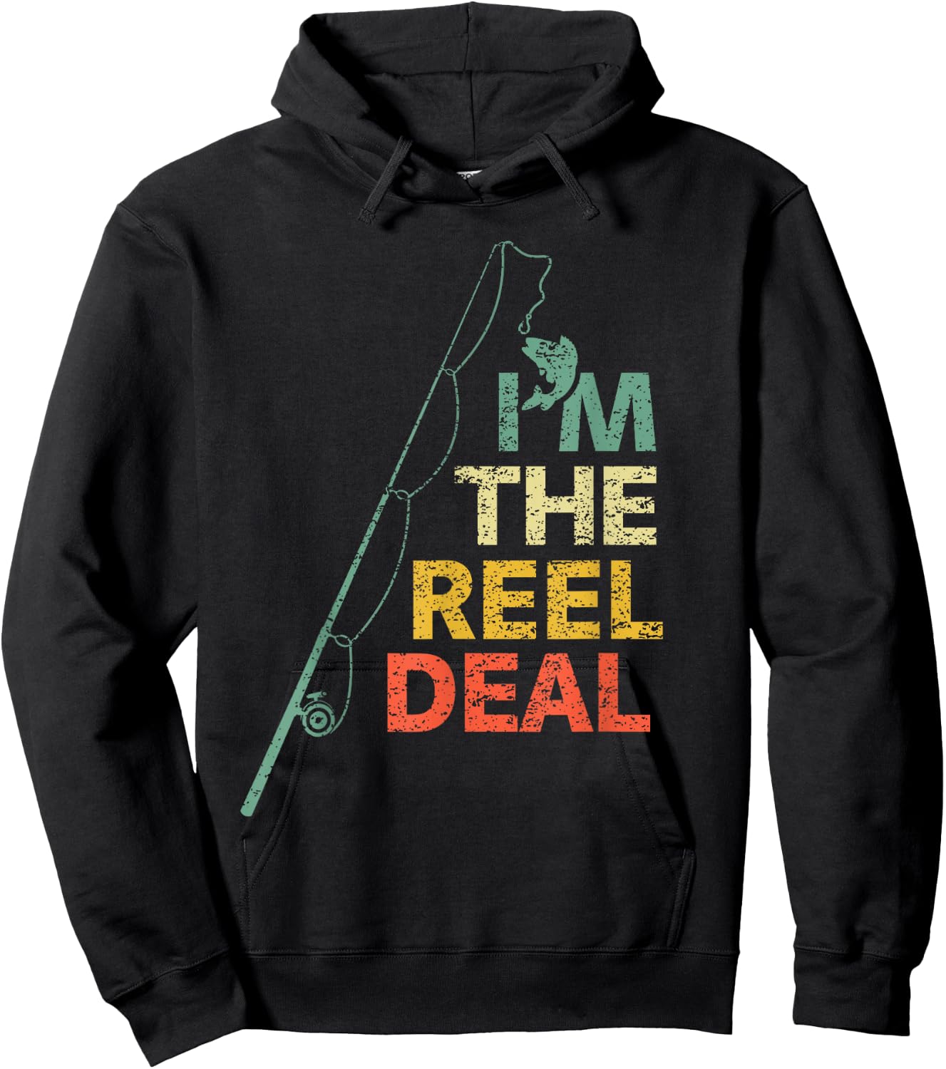Fun Fishing Shirts "Reel Deal" Cool Dad Gift Fisherman Hoodie - Hoodie | Black