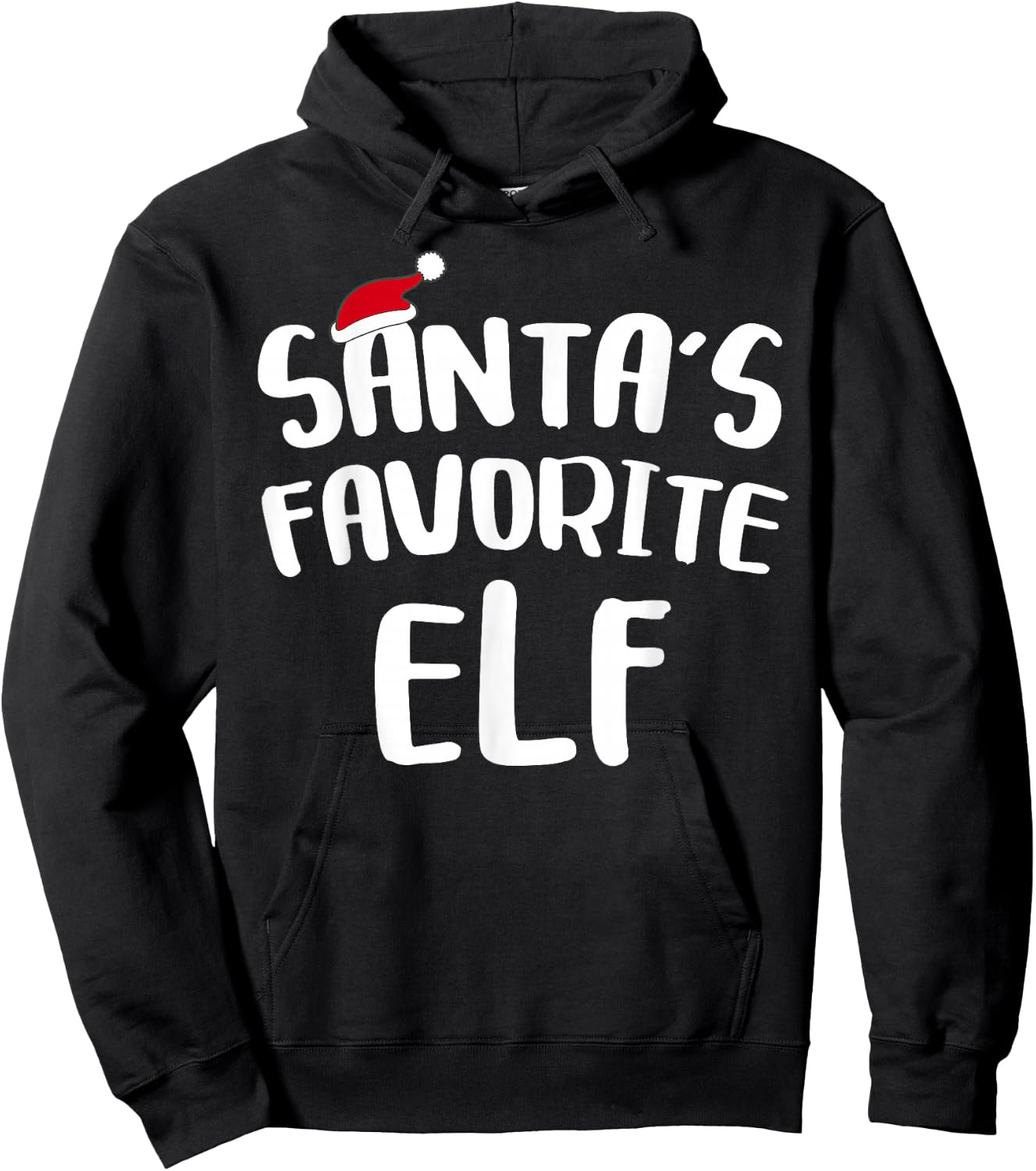 Santa's Favorite Elf Shirt Adult Kids Matching Christmas Elf Hoodie - Hoodie | Black