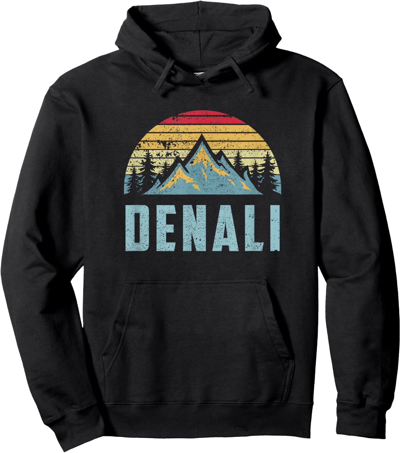 Vintage Mt. Denali National Park Alaska Mountain Hoodie - Hoodie | Black