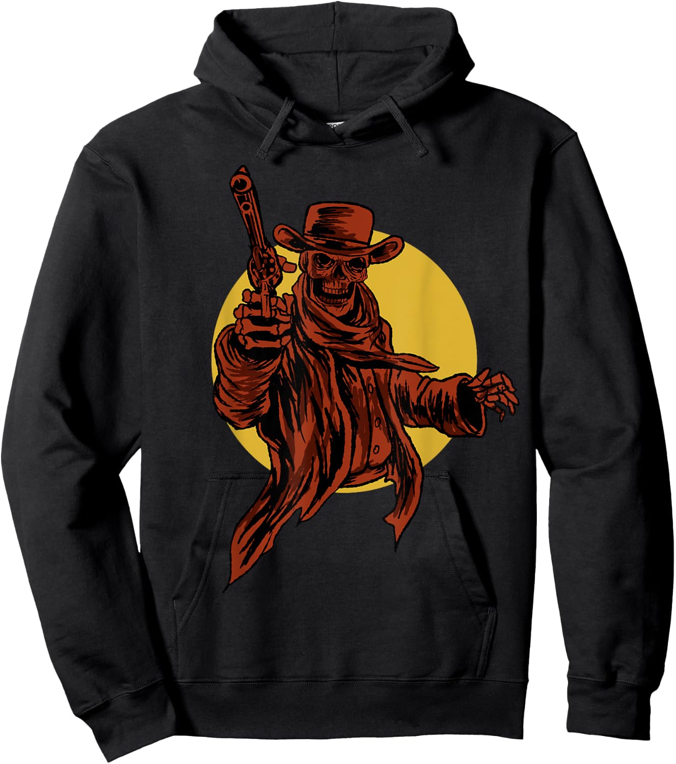 Cowboy Skull Dead Revolver Skeleton Cool Outlaw Gift Hoodie - Hoodie | Black