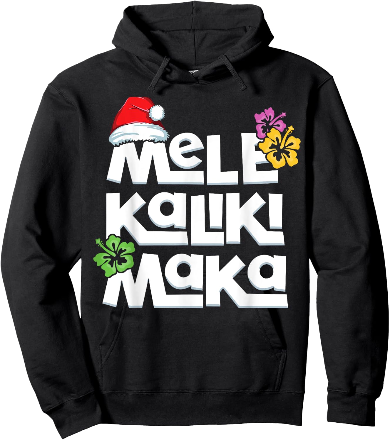 Hawaiian Christmas Mele Kalikimaka Tropical Xmas Santa Hoodie - Hoodie | Black