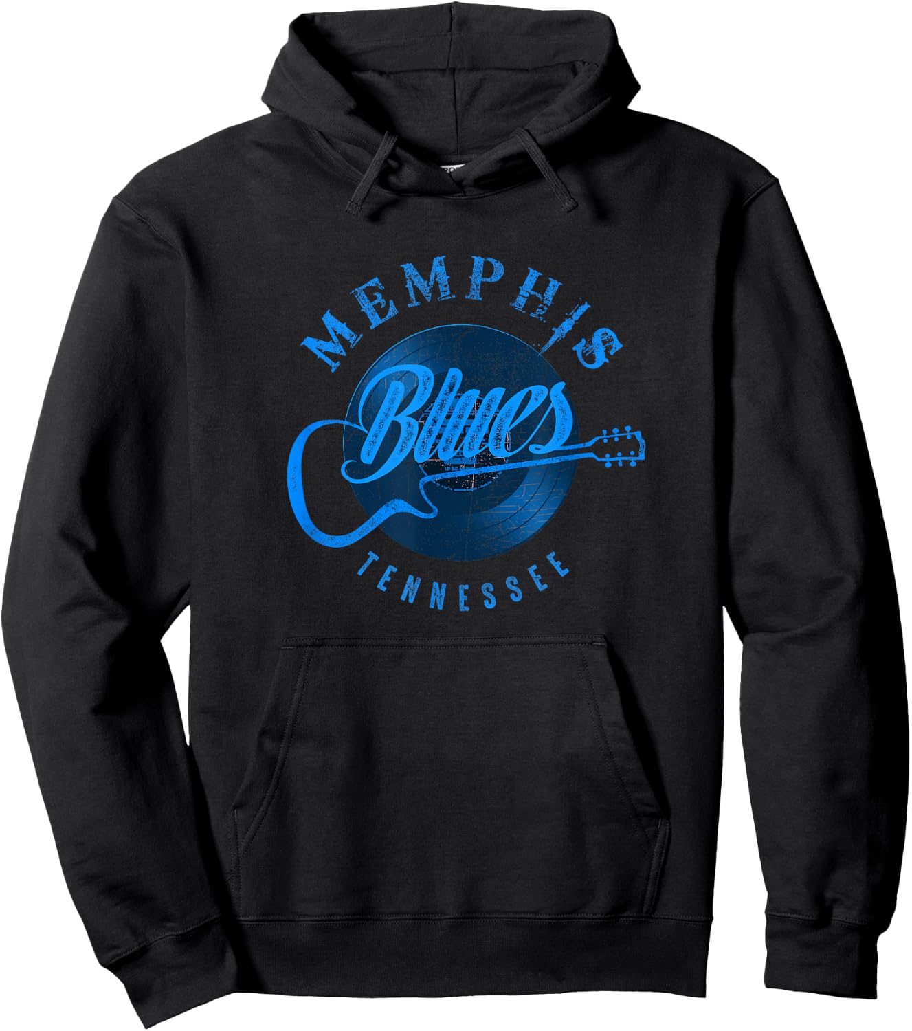 Memphis Blues Music Blue Guitar Vintage Hoodie - Hoodie | Black