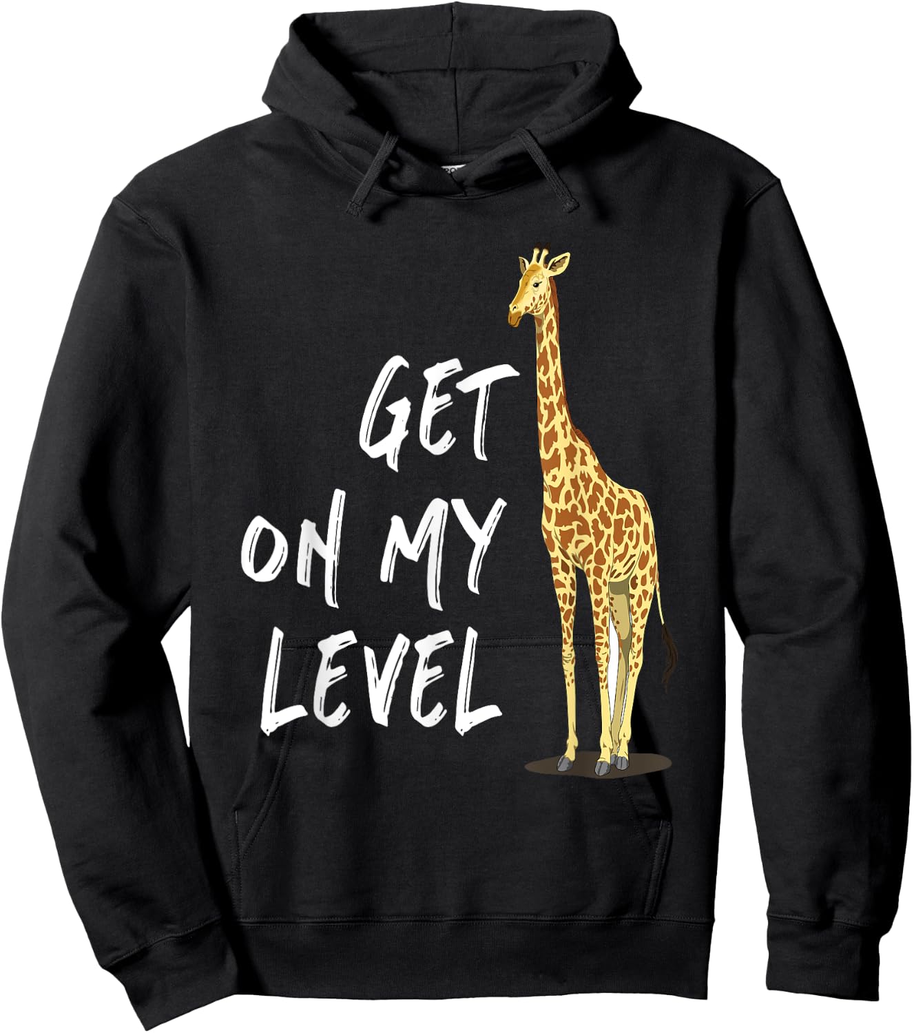 Get on my level - Cool Drawing Print Giraffe Hoodie - Hoodie | Black