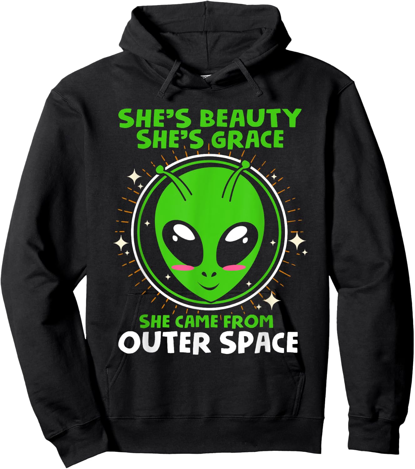 She's Beauty She's Grace Funny Alien T Shirt Hoodie - Hoodie | Black