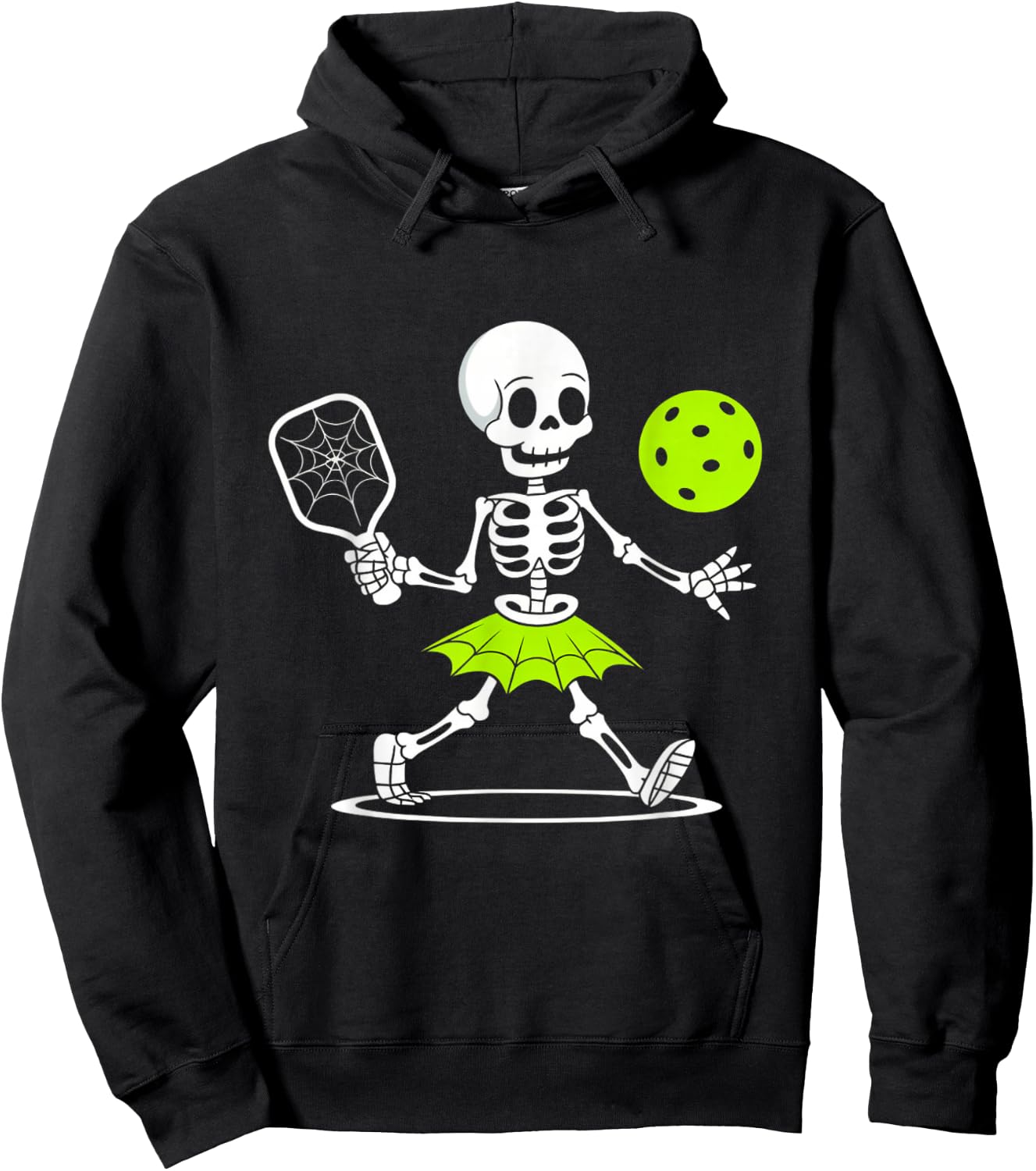 Spooky Pickleball Halloween Skeleton Women Hoodie - Hoodie | Black