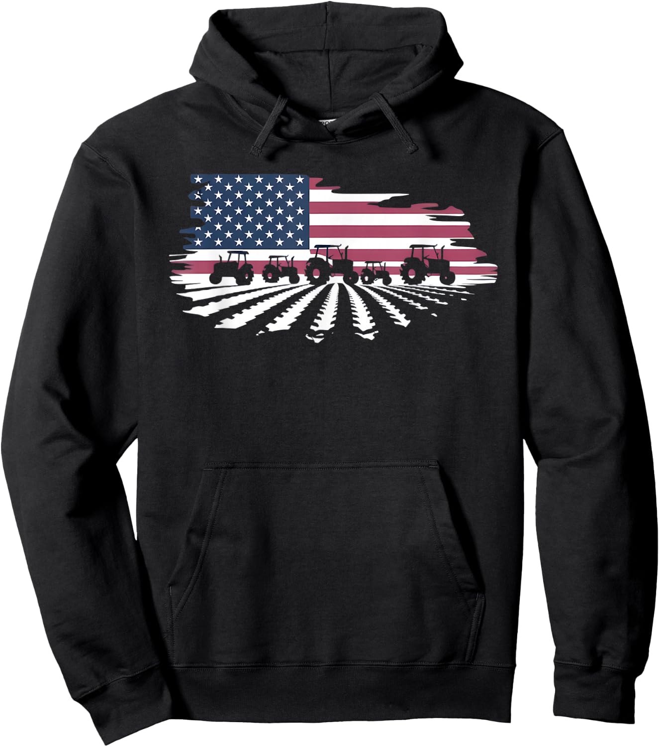 Agriculture Farm Tractor USA Flag Tractor American Farm Hoodie - Hoodie | Black