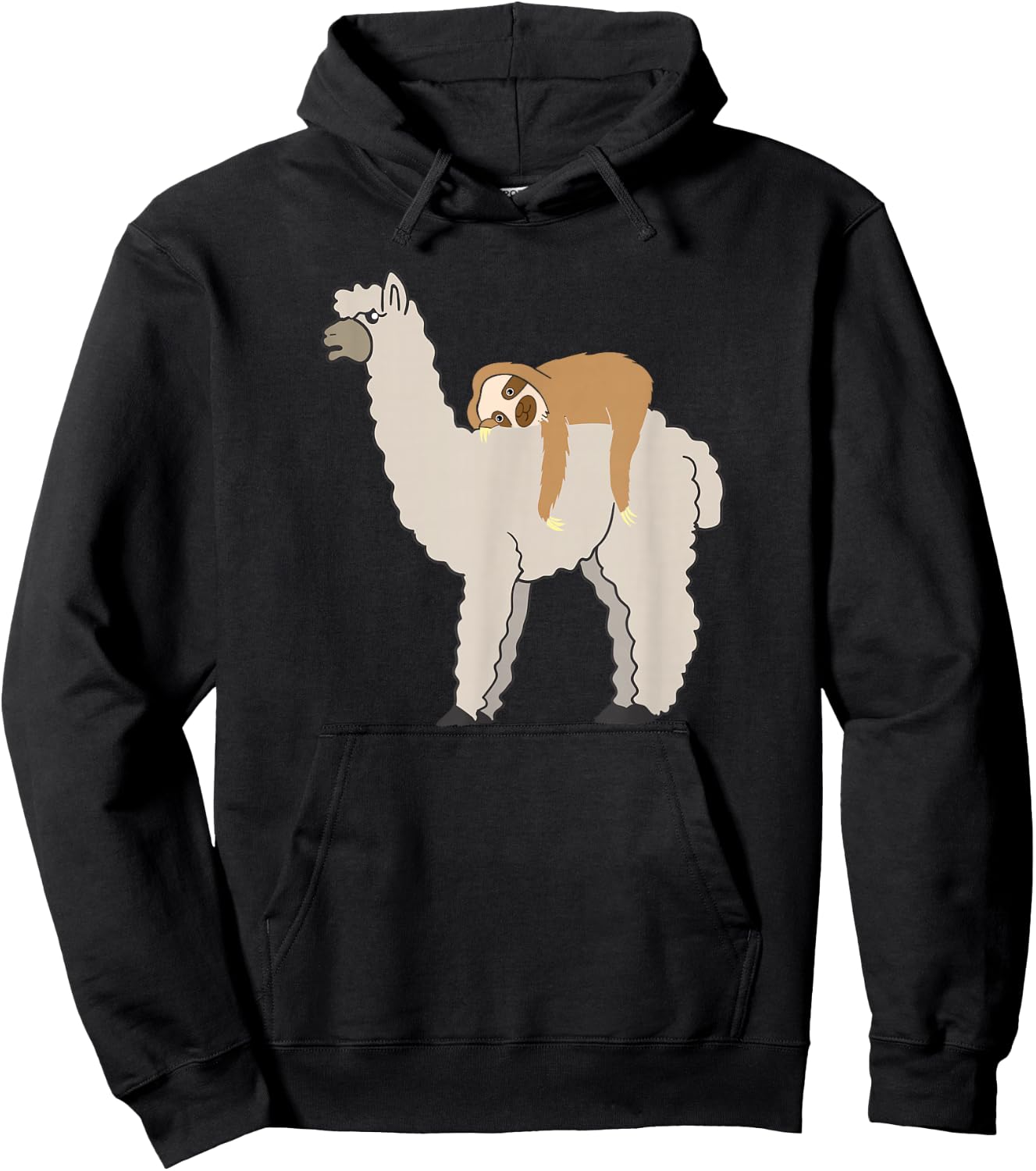 Cute & Funny Sloth Riding Llama Hoodie - Hoodie | Black