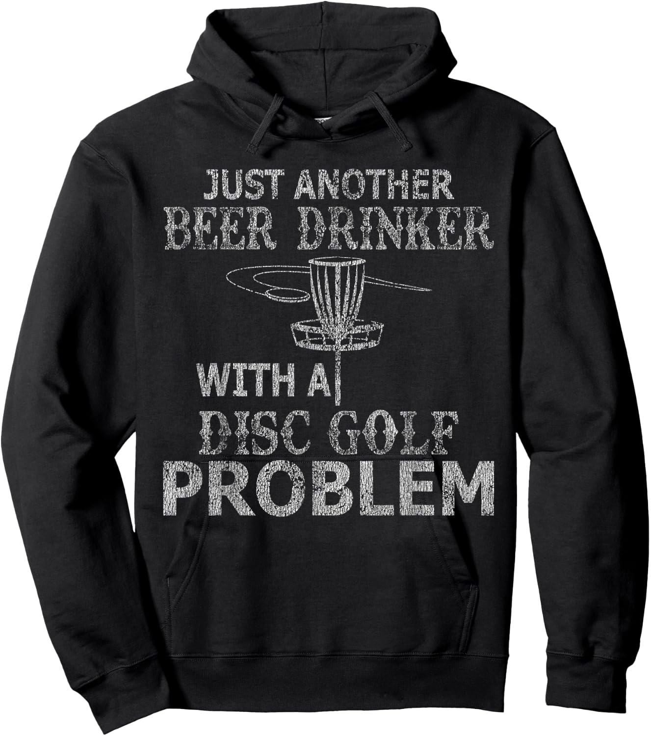 A Beer Drinker With Disc Golf Problem Distressed Hoodie - Hoodie | Black
