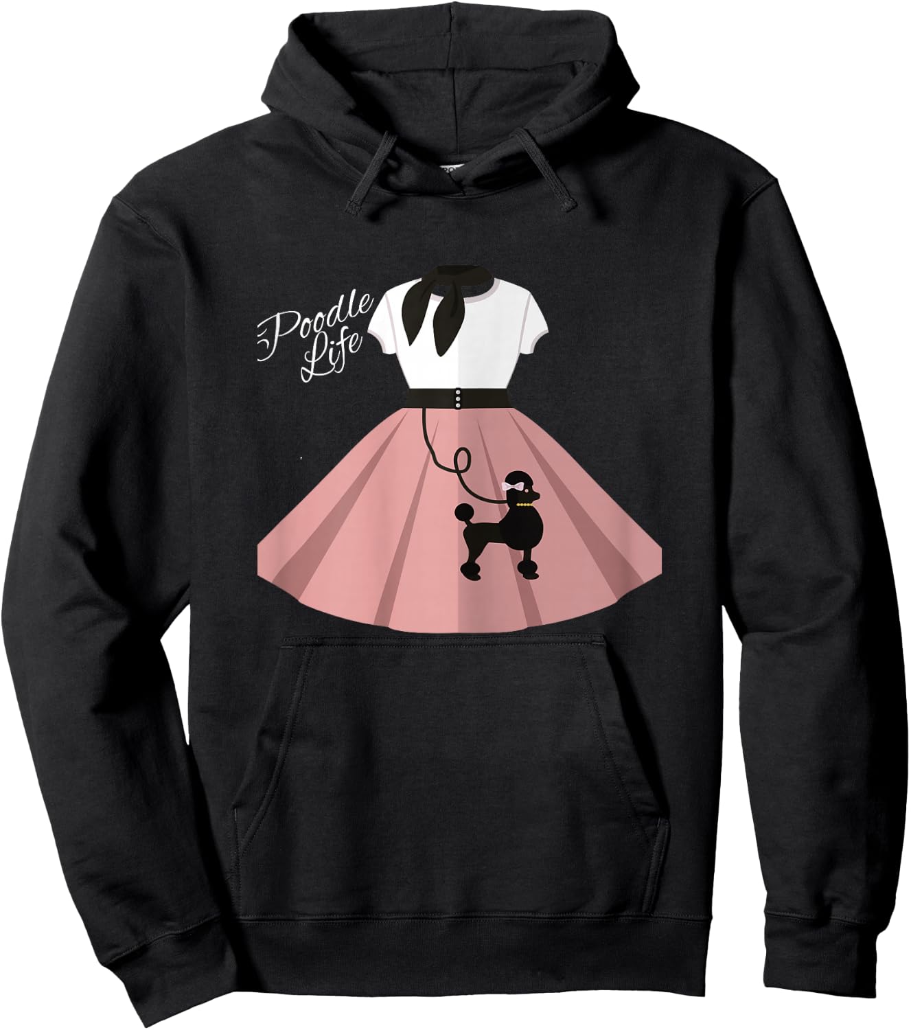 Women Poodle Skirt Costume Halloween Party Outfit Top Hoodie - Hoodie | Black