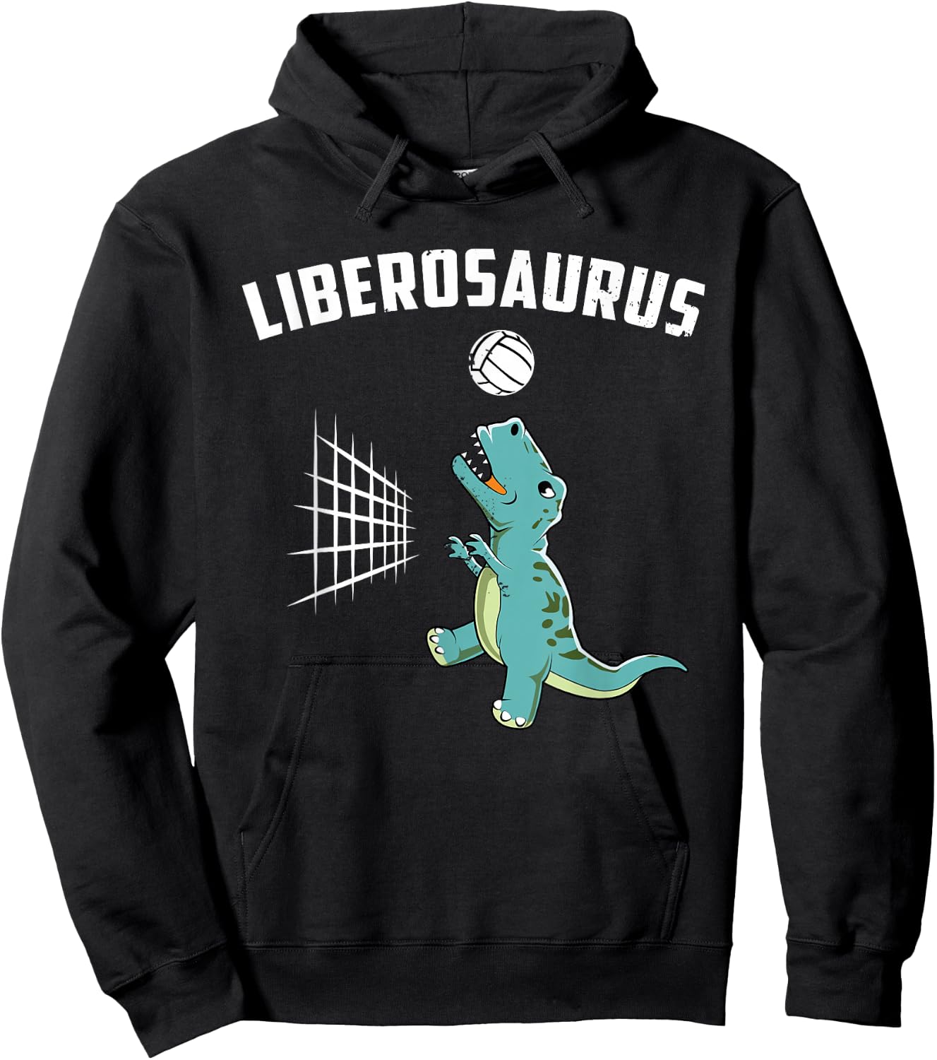 Cute Volleyball Team Player Libero T-Rex Dinosaur Girls Gift Hoodie - Hoodie | Black