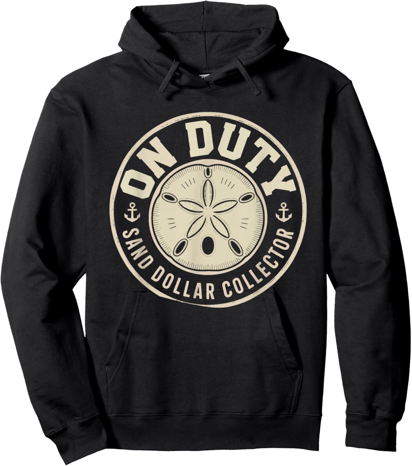 Sand Dollar Duty Illustrated Beach Badge Collector Shell Hoodie - Hoodie | Black